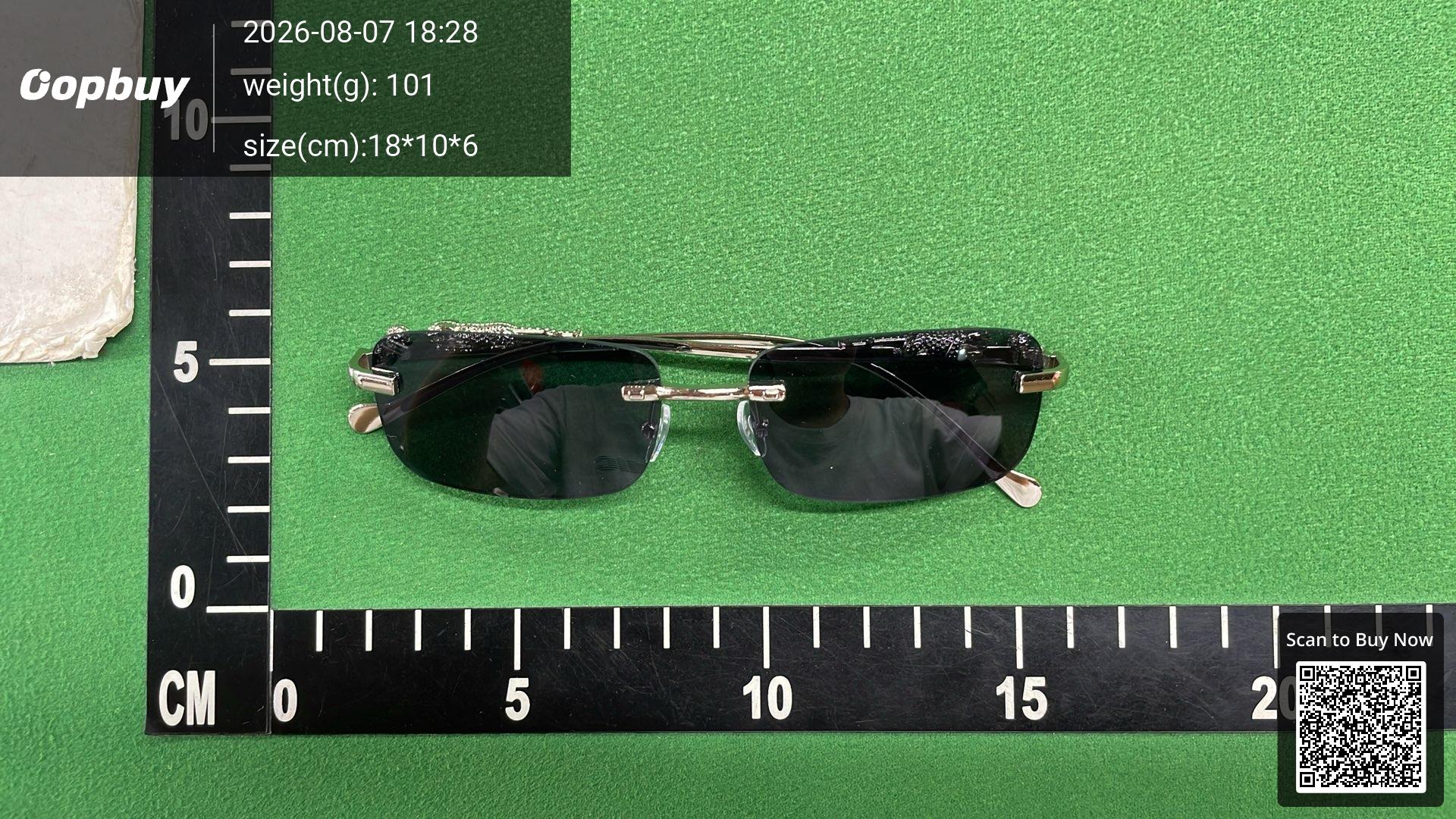 Foto QC 8 de Cartier Panthère Rectangular Rimless Metal Sunglasses Silver Clear (2026)