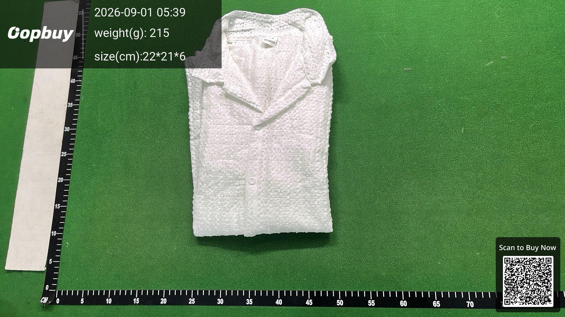 Foto QC 4 de Other Shirt Textured Stripe Camp Collar Short Sleeve White