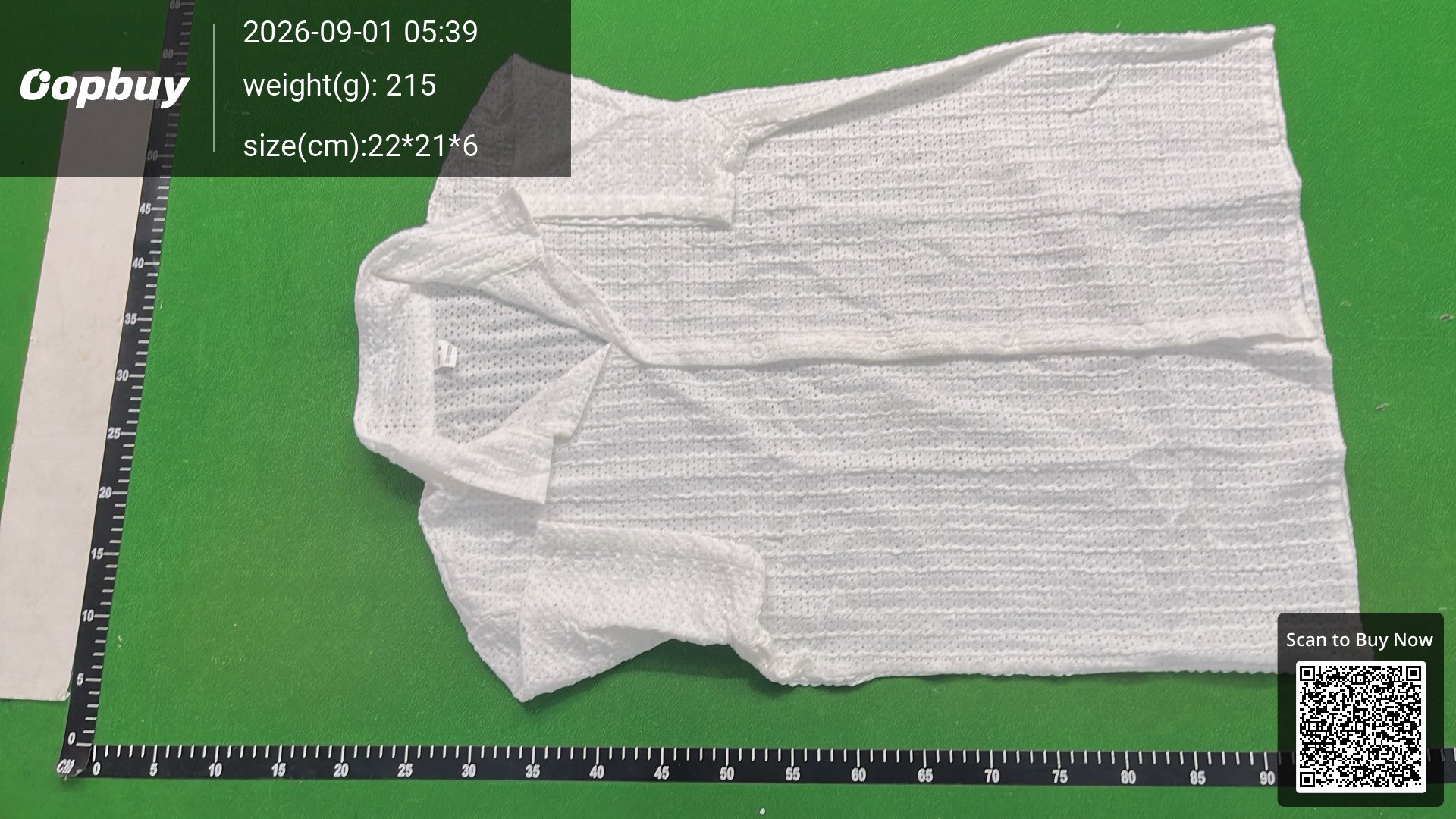 Foto QC 2 de Other Shirt Textured Stripe Camp Collar Short Sleeve White