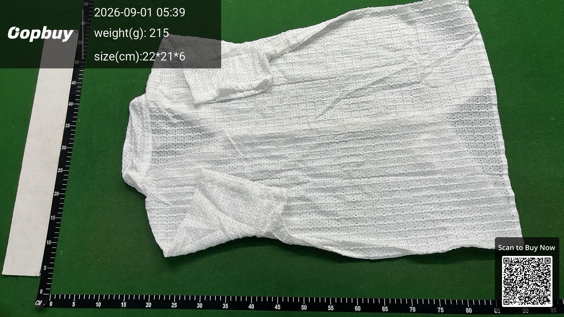 Foto QC 3 de Other Shirt Textured Stripe Camp Collar Short Sleeve White