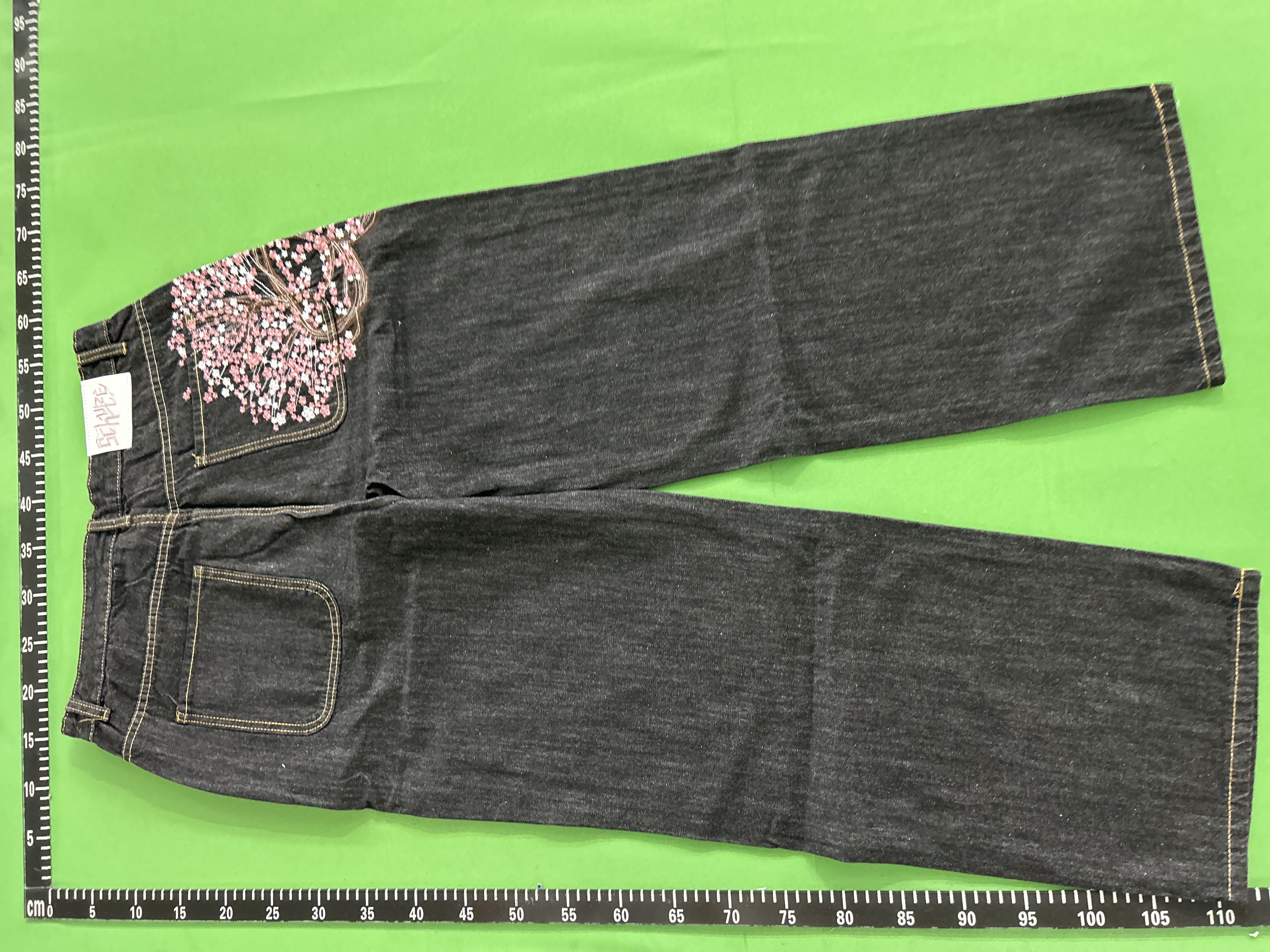 Foto QC 4 de derschutze Jeans Plum Blossom Embroidery Straight Black