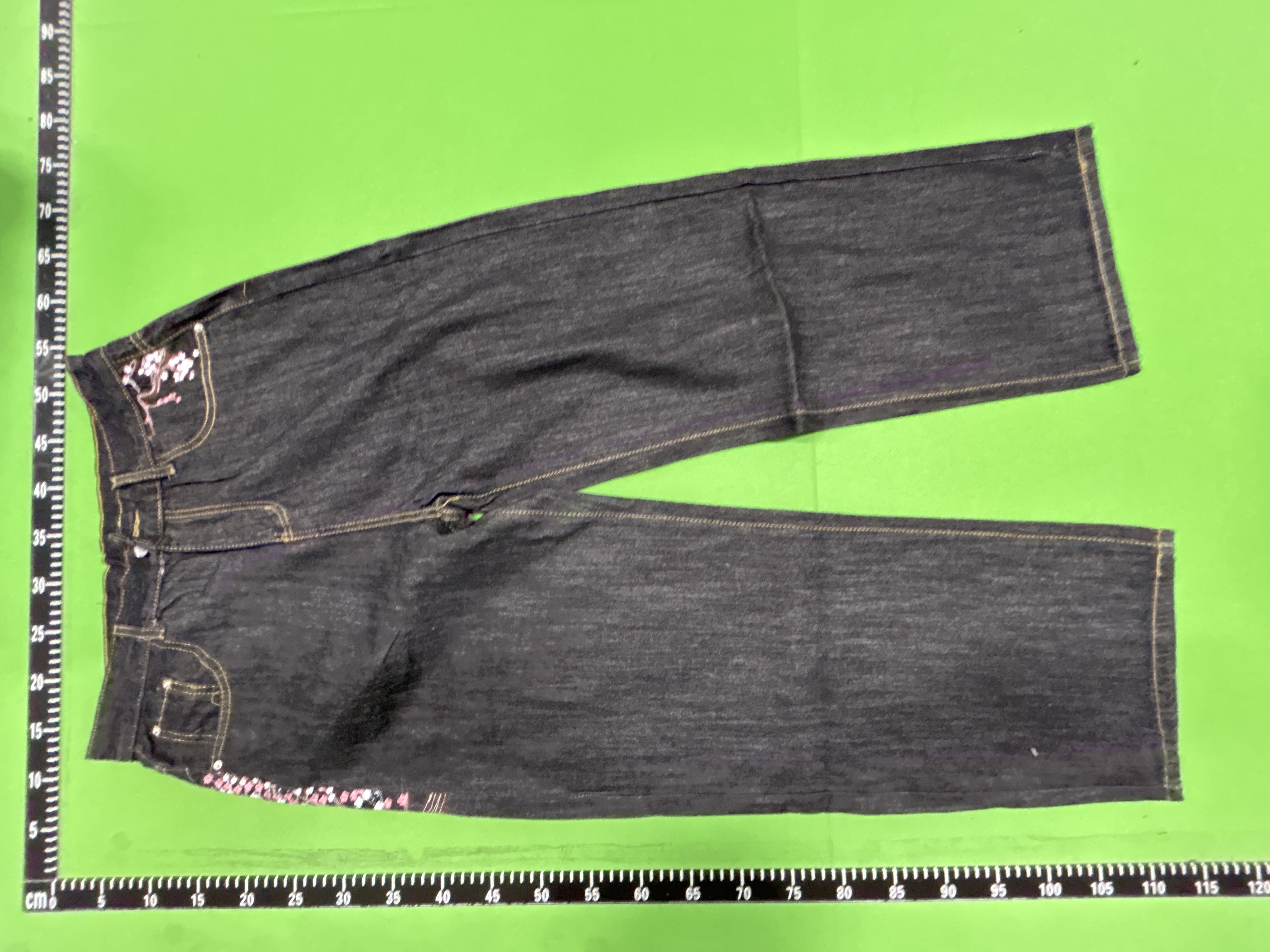 Foto QC 7 de derschutze Jeans Plum Blossom Embroidery Straight Black