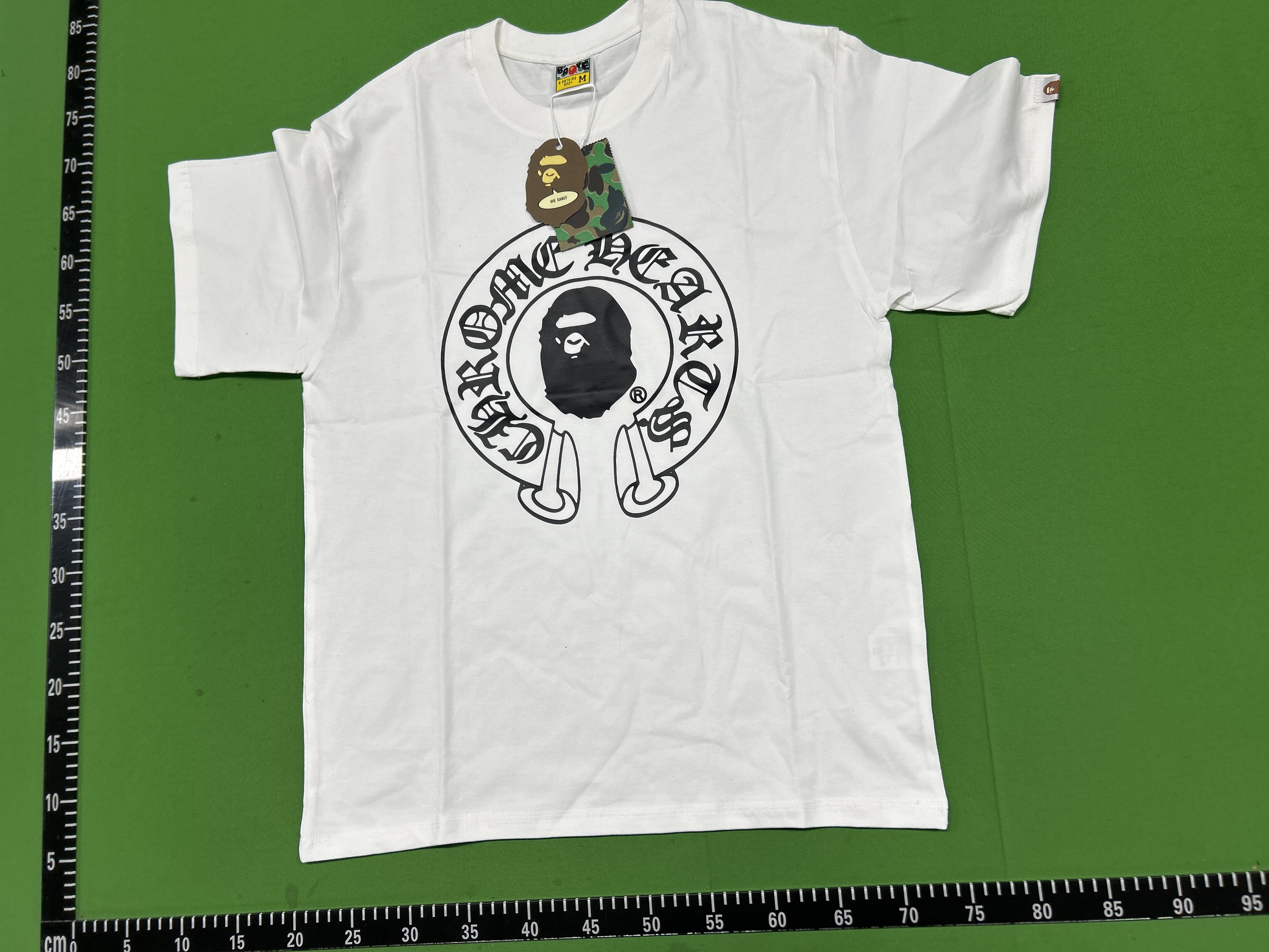 Foto QC 7 de BAPE Chrome Hearts T-shirt Ape Head Horseshoe Logo White