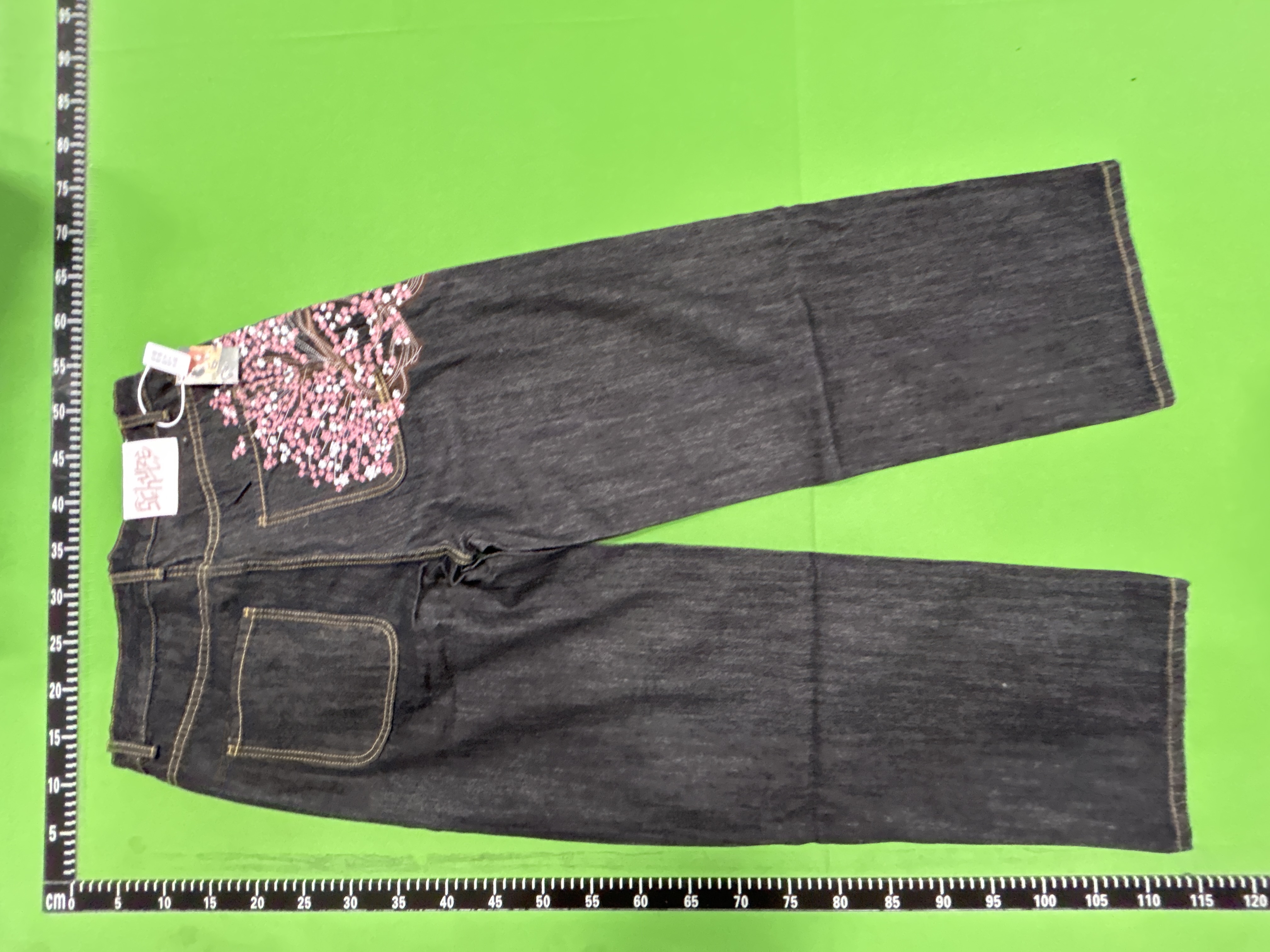 Foto QC 8 de derschutze Jeans Plum Blossom Embroidery Straight Black