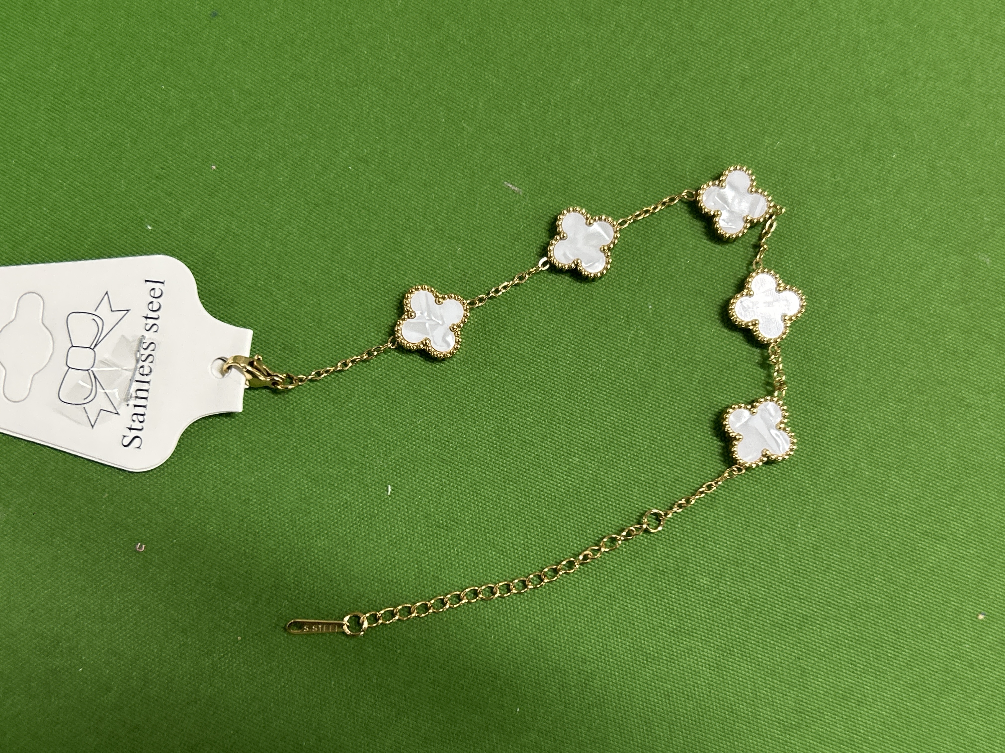 Foto QC 5 de Other Four-Leaf Clover Bracelet Metal Crystal Black Silver