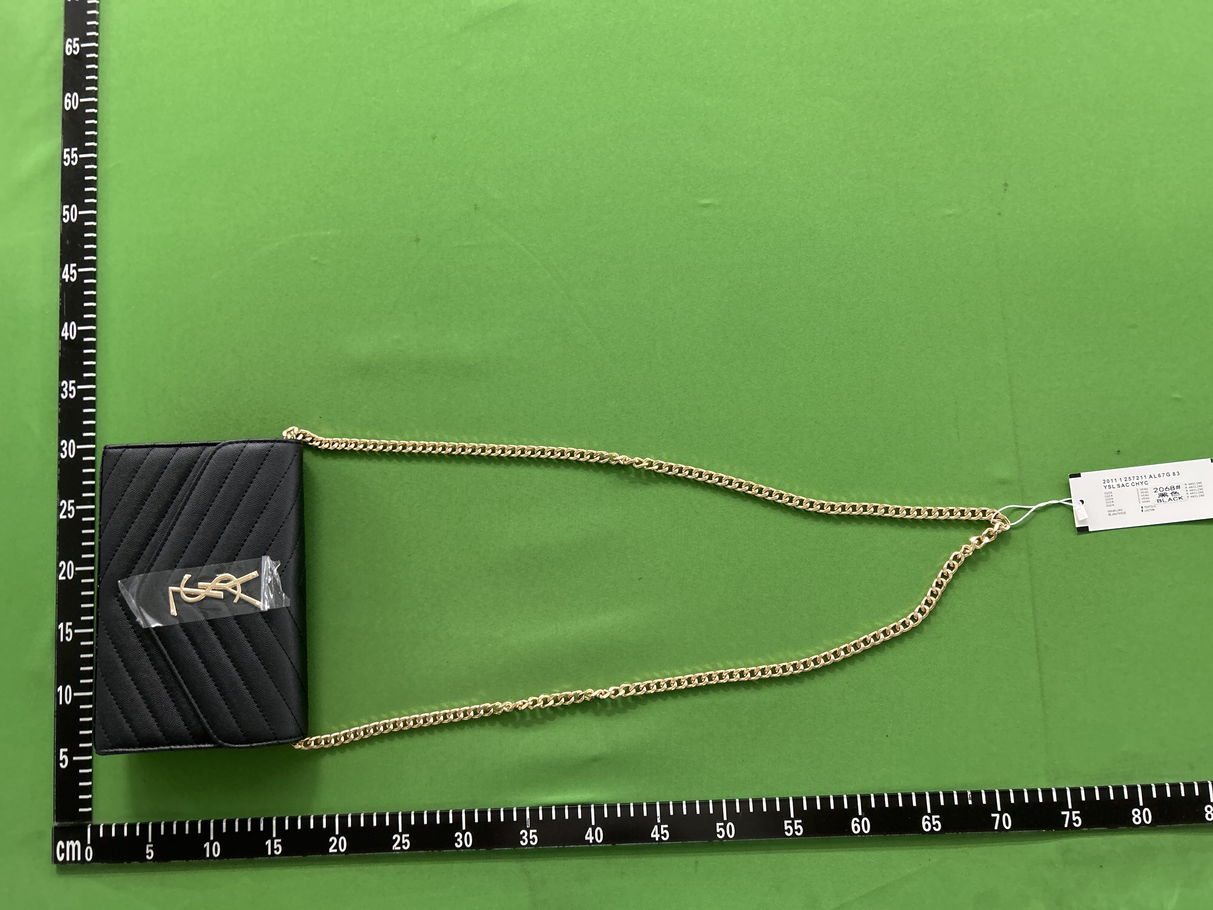 Foto QC 7 de Saint Laurent Cassandre Matelassé Envelope Chain Wallet 22.5 Black Grain de Poudre Leather