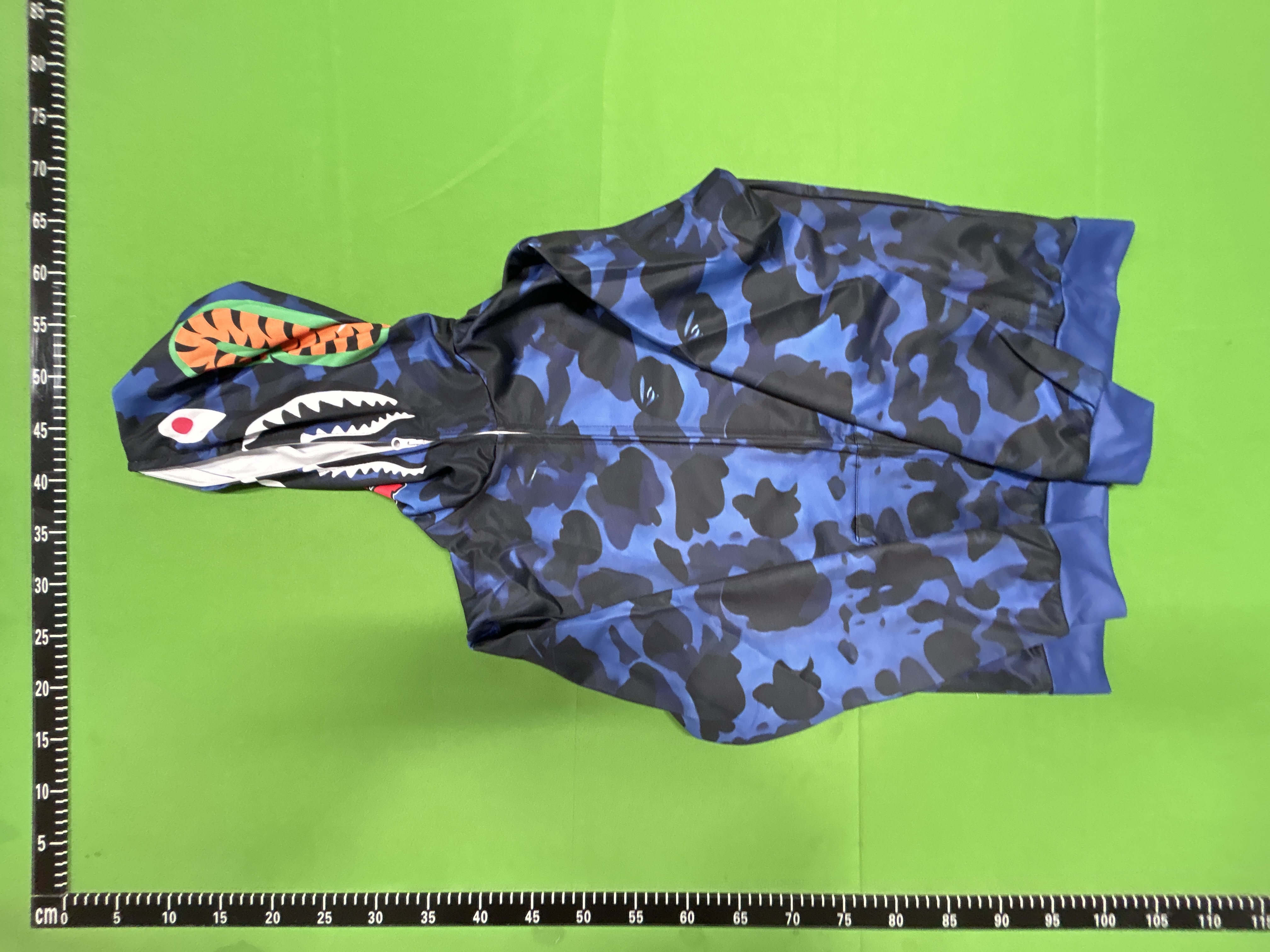 Foto QC 3 de BAPE Shark Hoodie Jacket Full Zip Checkered Patchwork Multicolor