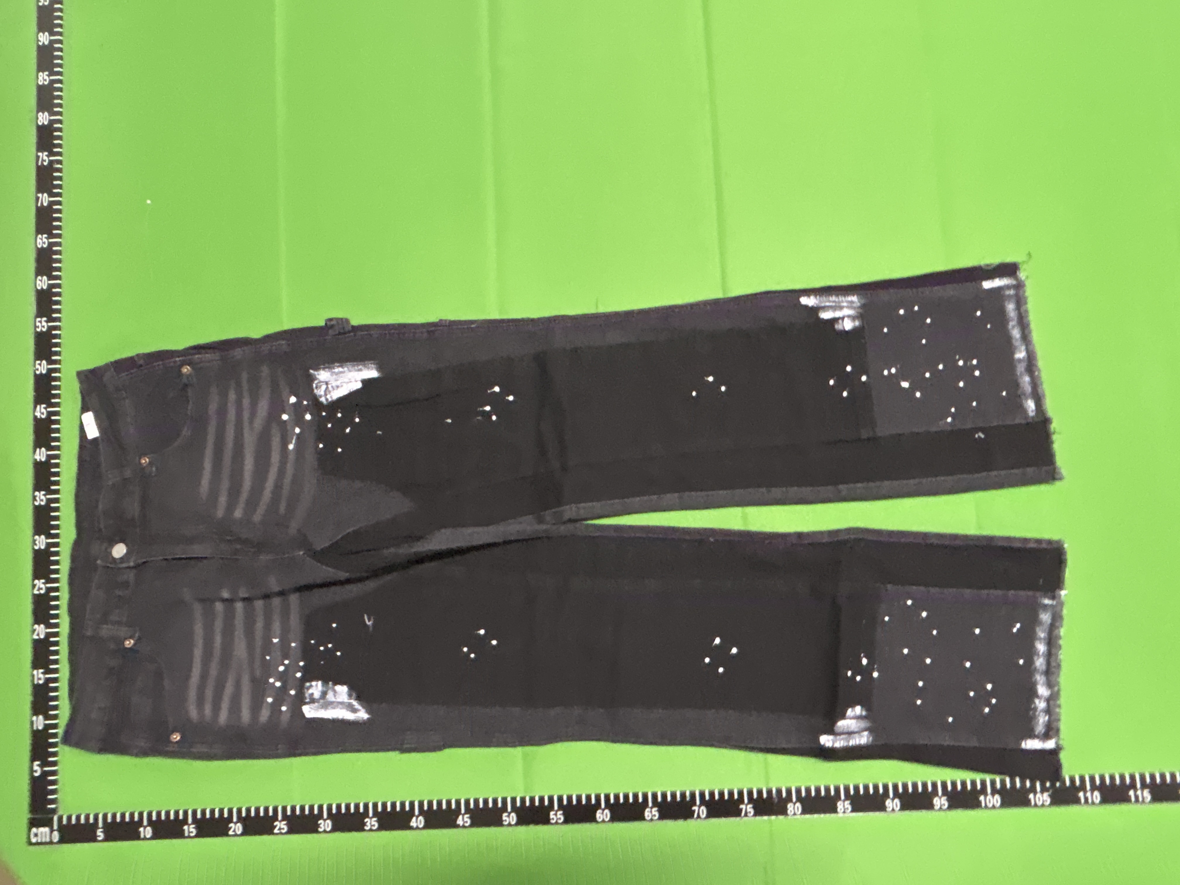 Foto QC 7 de Other Jeans Stacked Flared Carpenter Paint Splatter Black