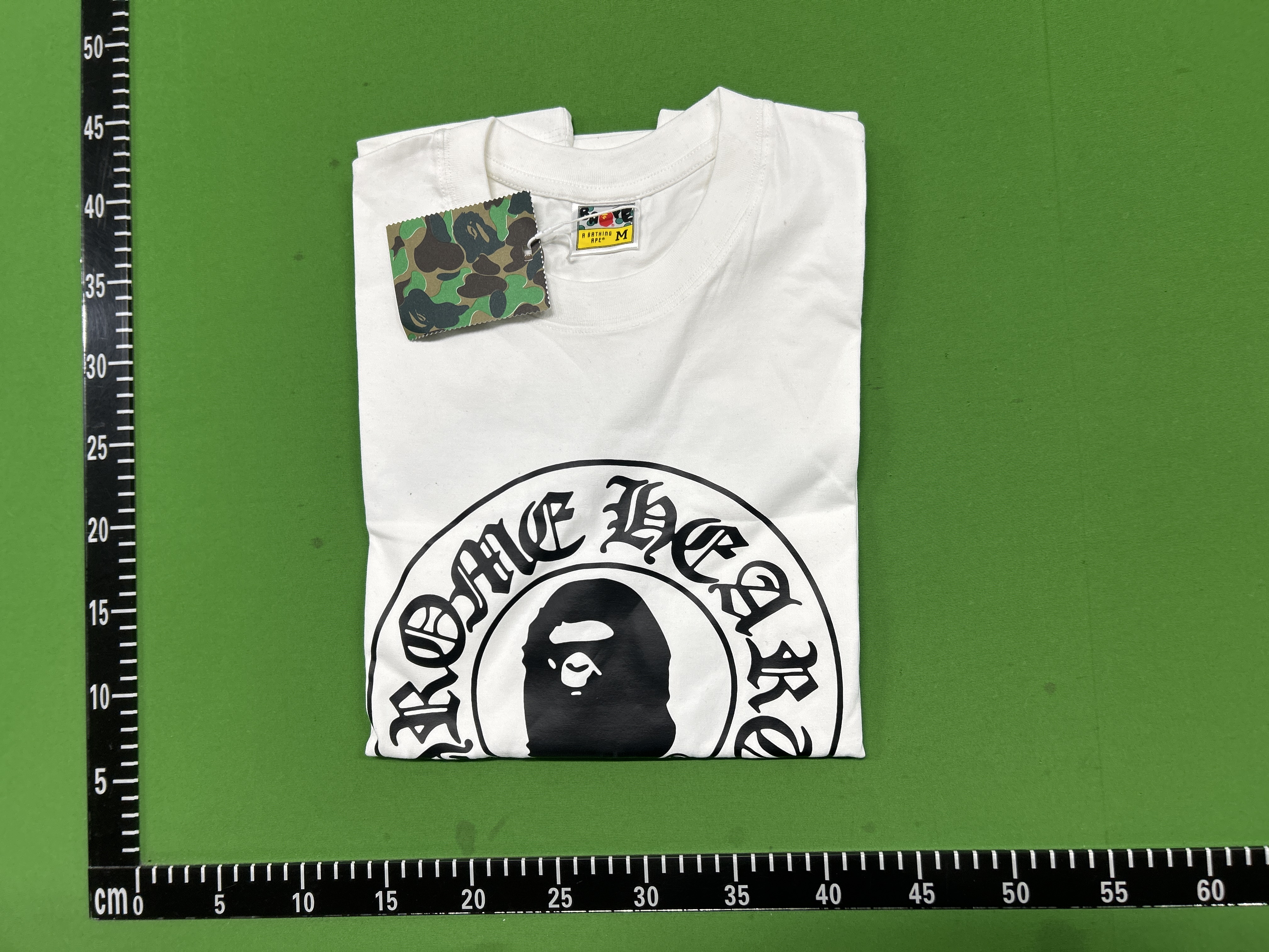 Foto QC 5 de BAPE Chrome Hearts T-shirt Ape Head Horseshoe Logo White