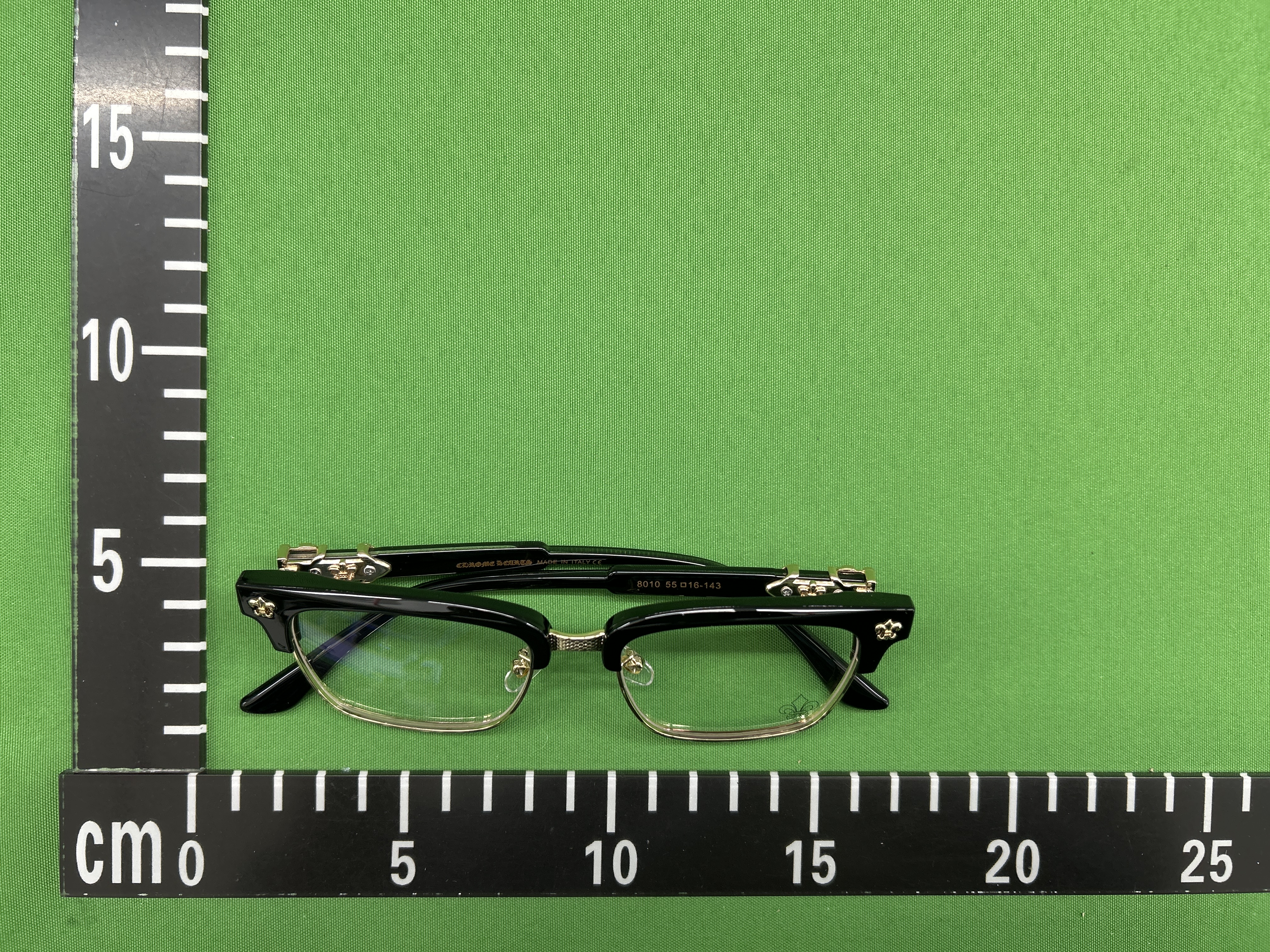 Foto QC 2 de Chrome Hearts Square-Frame Acetate and Metal Eyeglasses Black Gold Clear (8010)