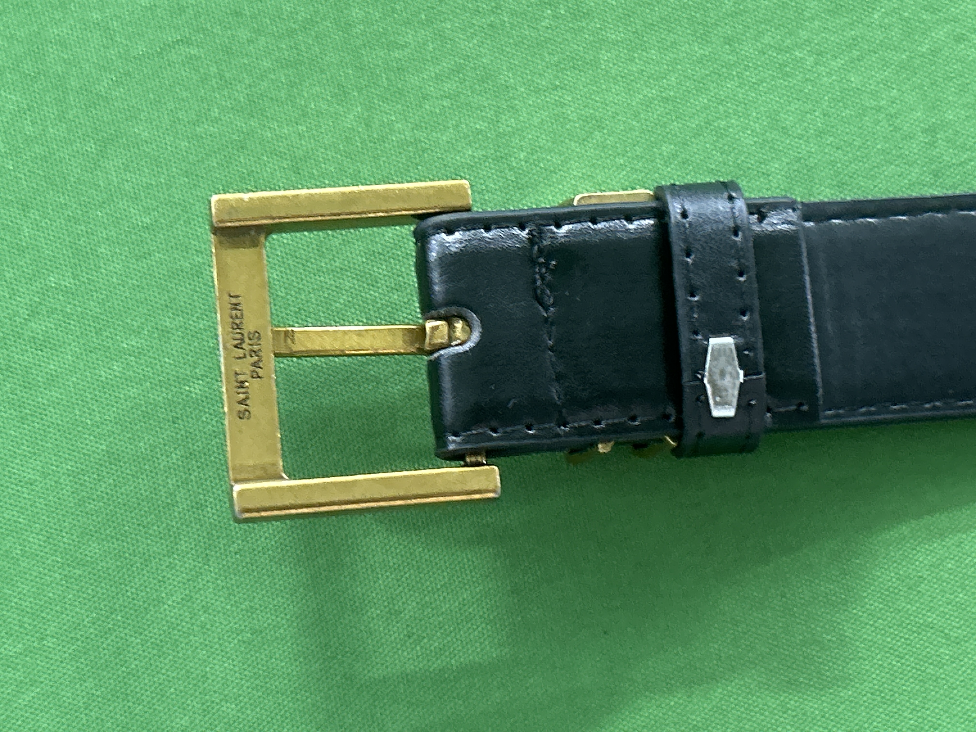 Foto QC 4 de Saint Laurent Monogram Pin Buckle Belt Black Leather