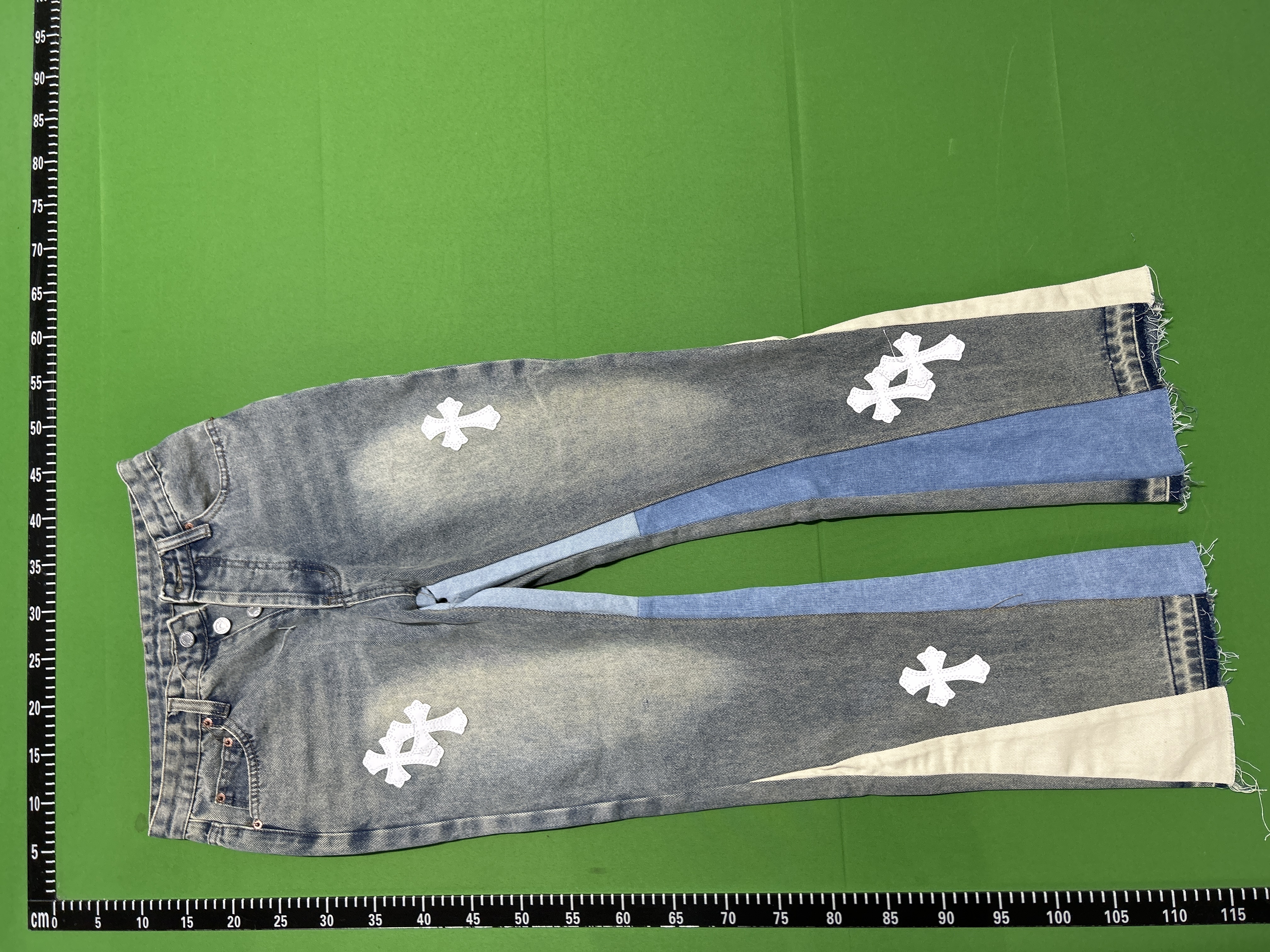 Foto QC 3 de Chrome Hearts Jeans Cross Patch Patchwork Flare Grey