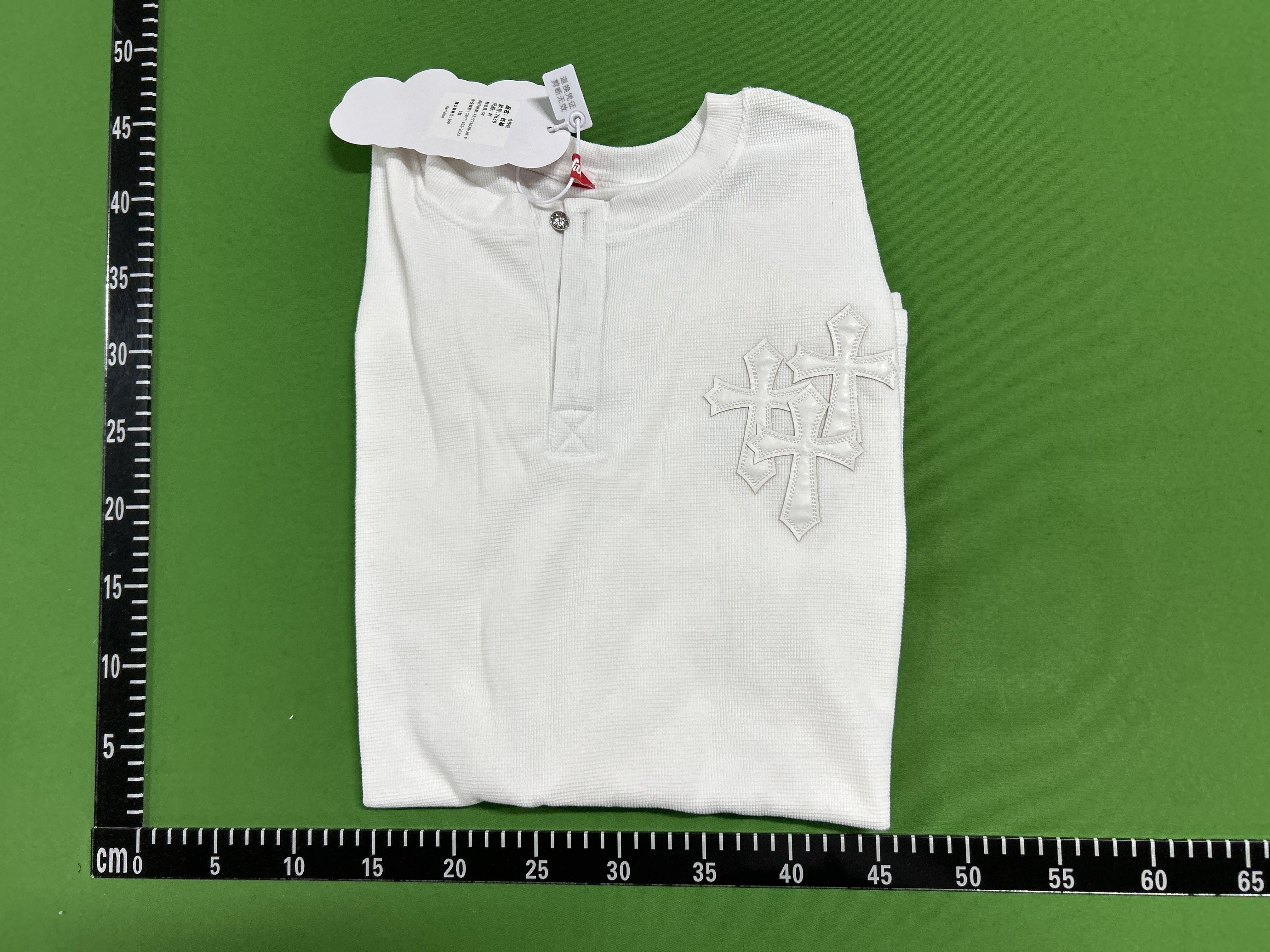 Foto QC 6 de Chrome Hearts Shirt Waffle Knit Leather Cross Patch Black