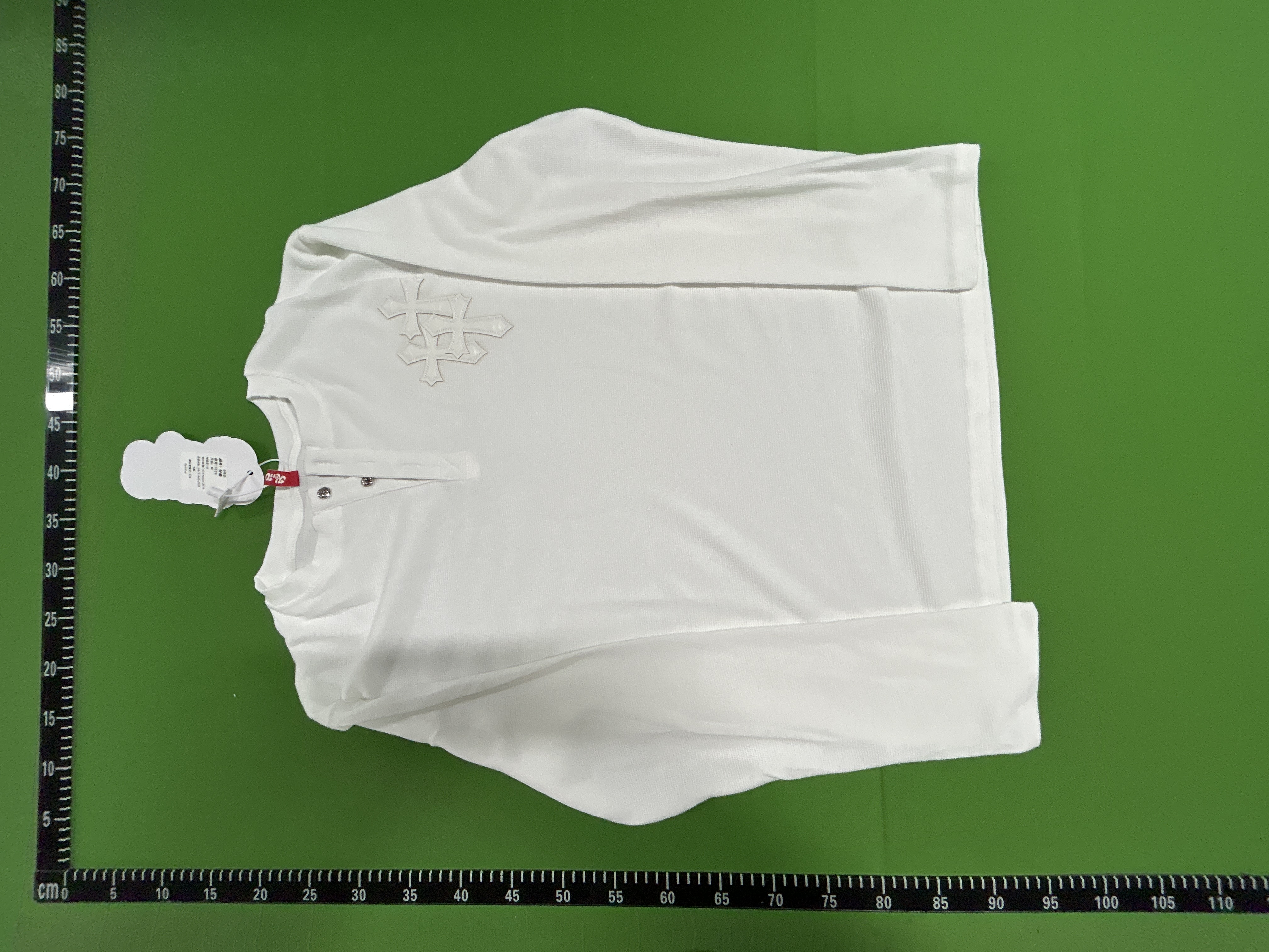 Foto QC 8 de Chrome Hearts Shirt Waffle Knit Leather Cross Patch Black