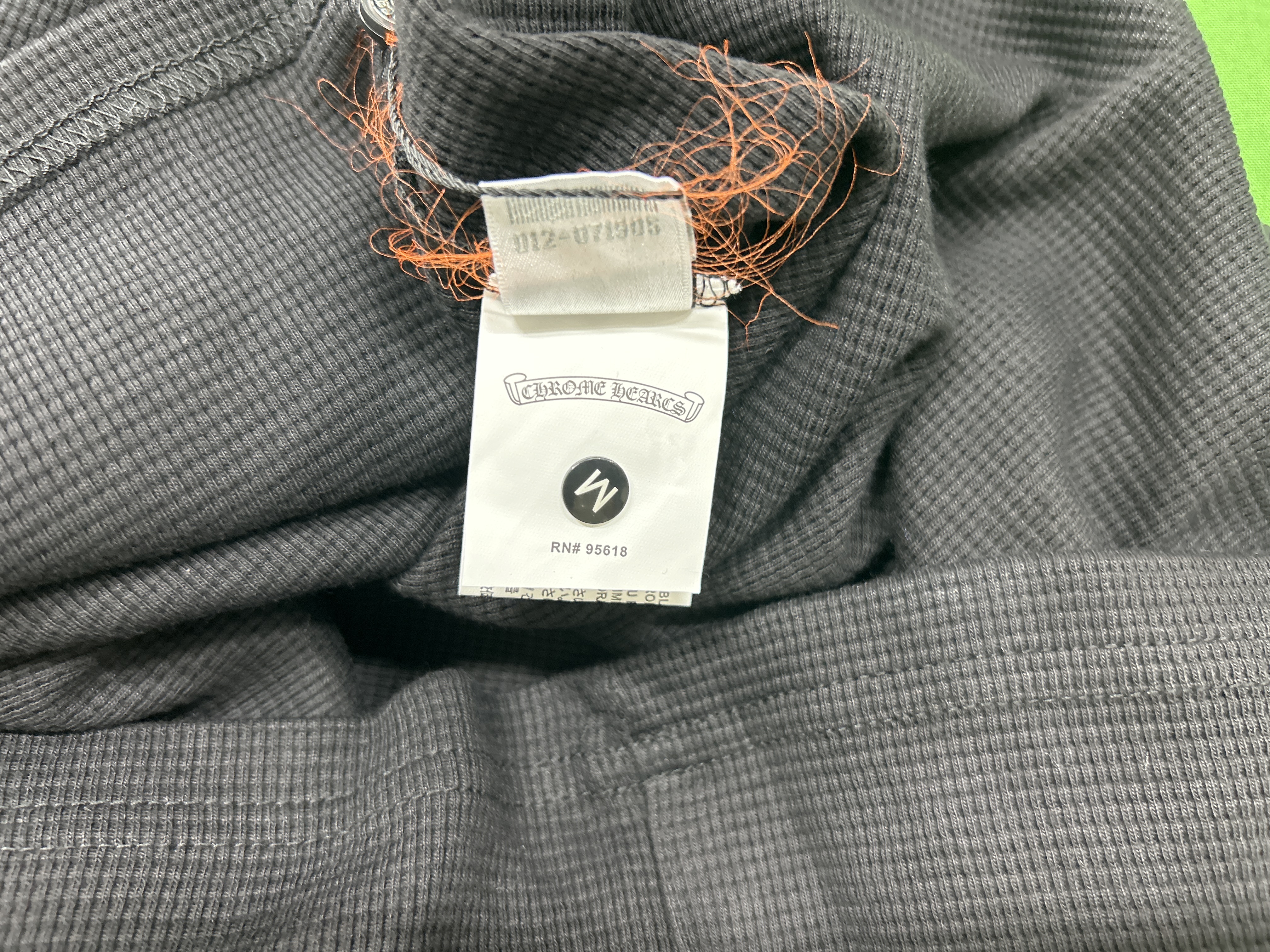 Foto QC 4 de Chrome Hearts Shirt Waffle Knit Leather Cross Patch Black