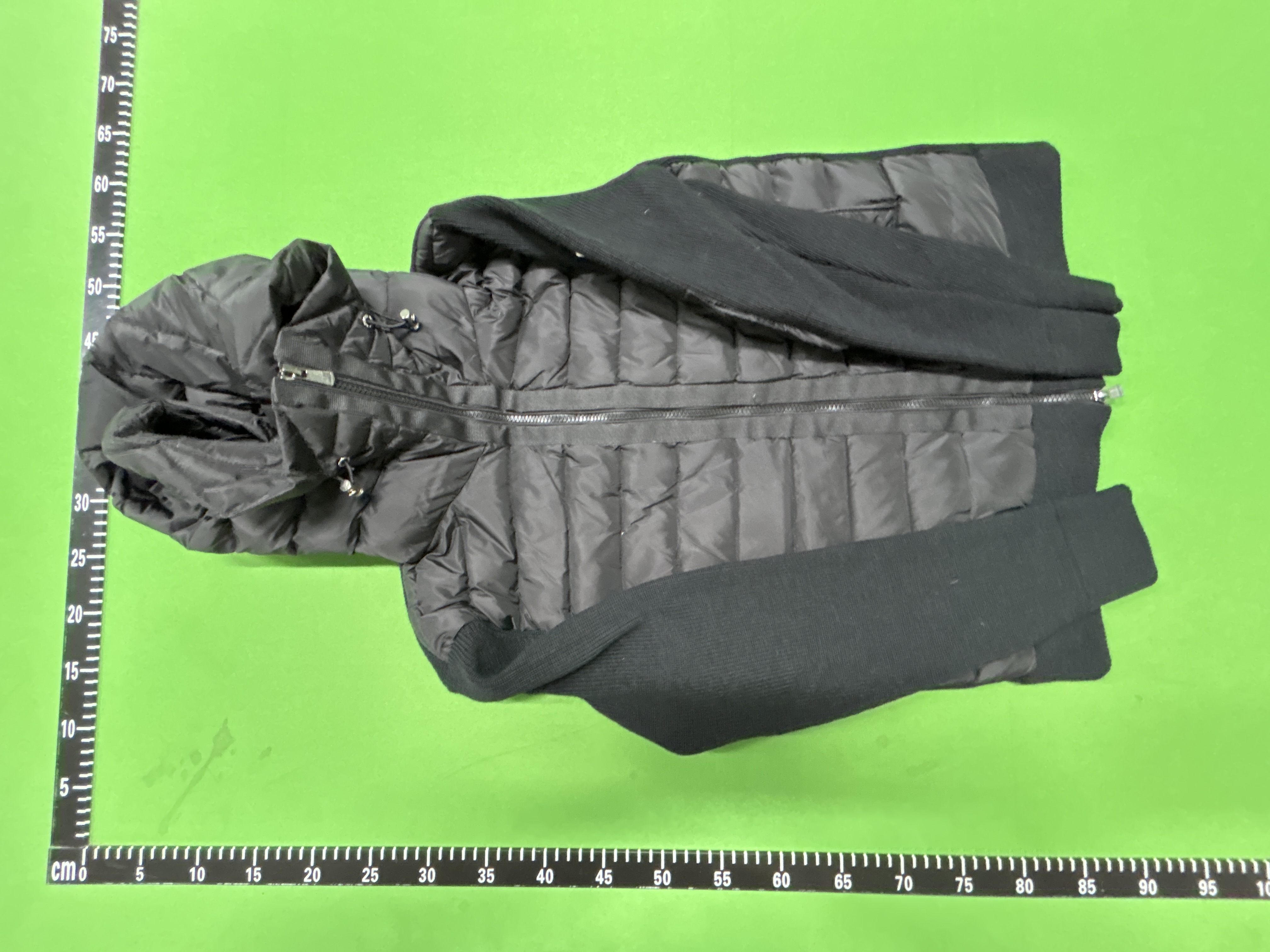 Foto QC 2 de Moncler Hooded Down Jacket Knit Sleeve Tricolor Stripe Black