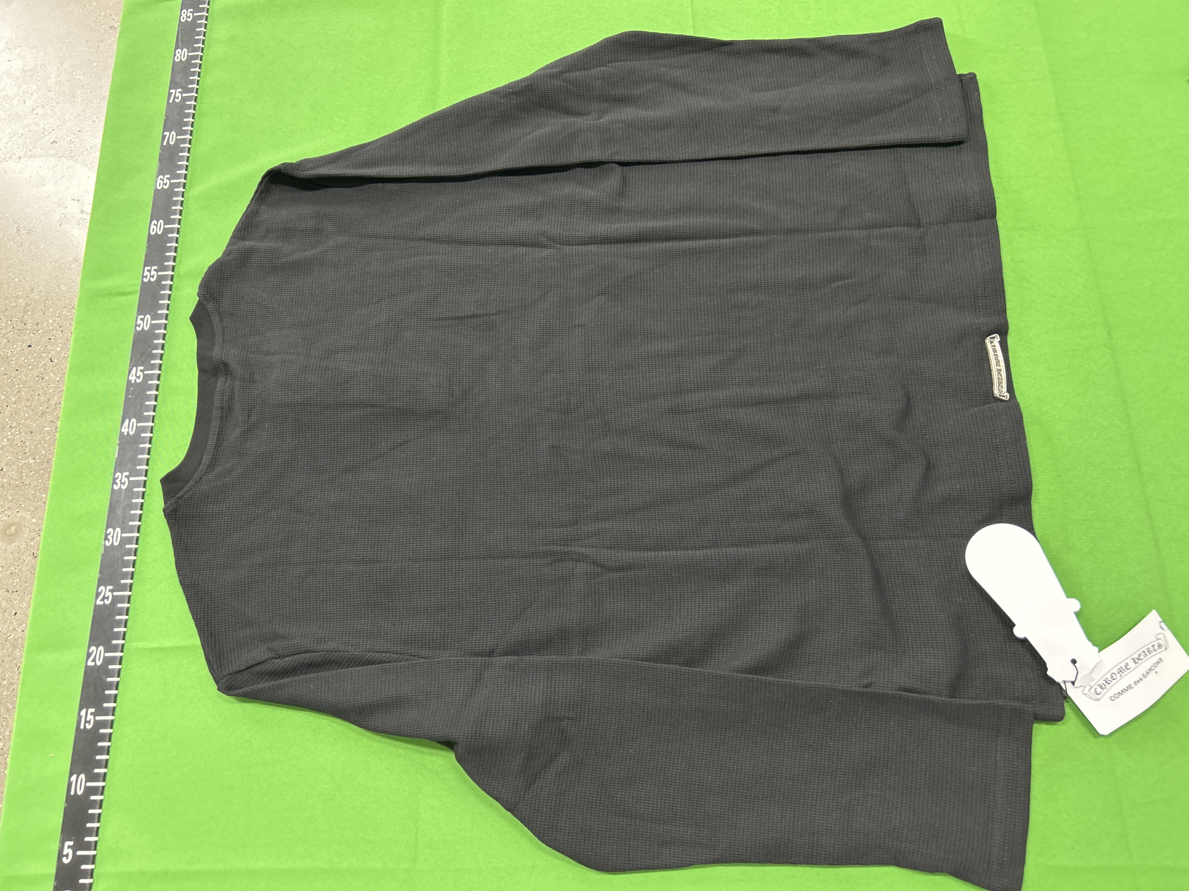 Foto QC 2 de Chrome Hearts Shirt Waffle Knit Leather Cross Patch Black