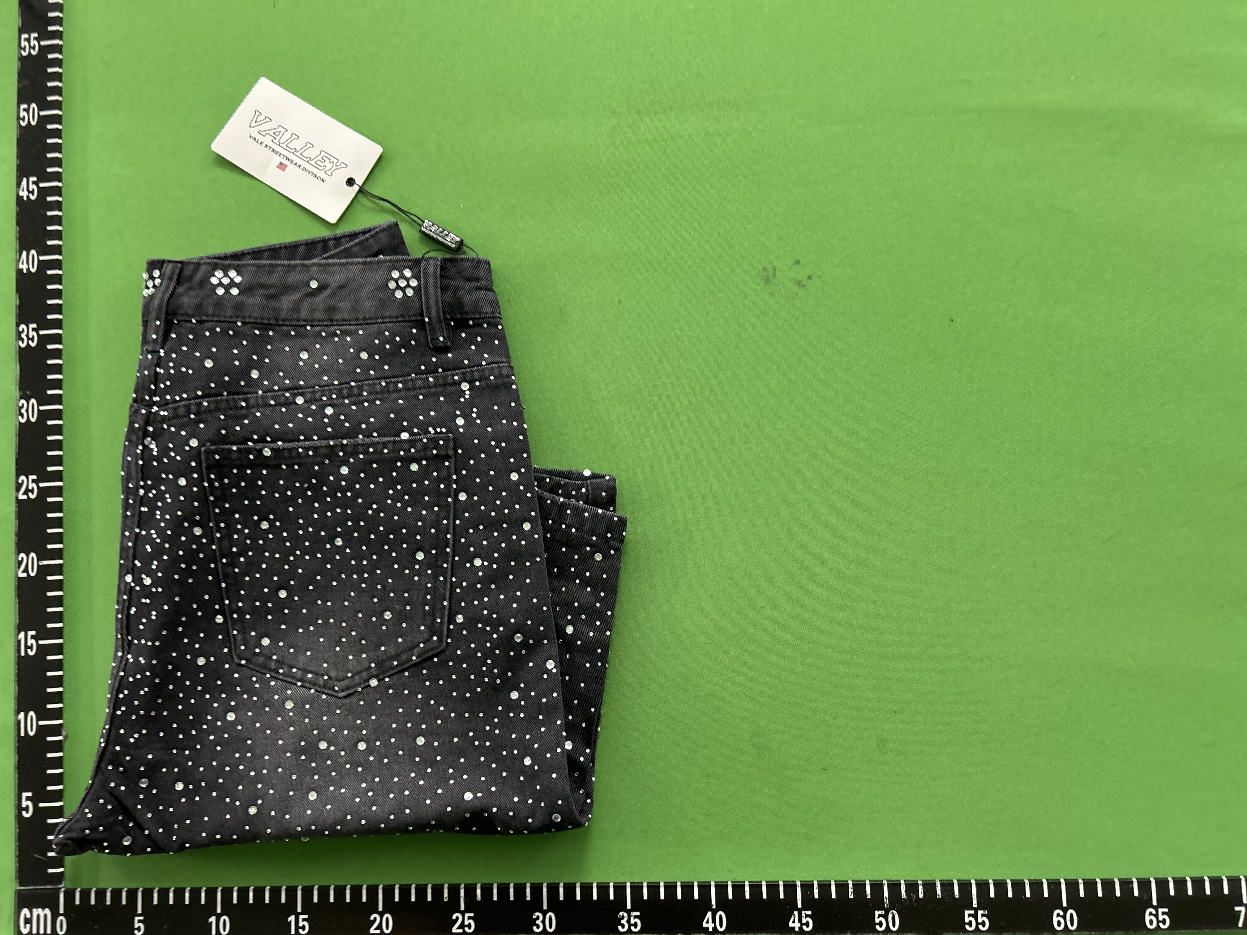 Foto QC 5 de Vale Valley Forever Denim Shorts Iced Out Hot-Studded Black
