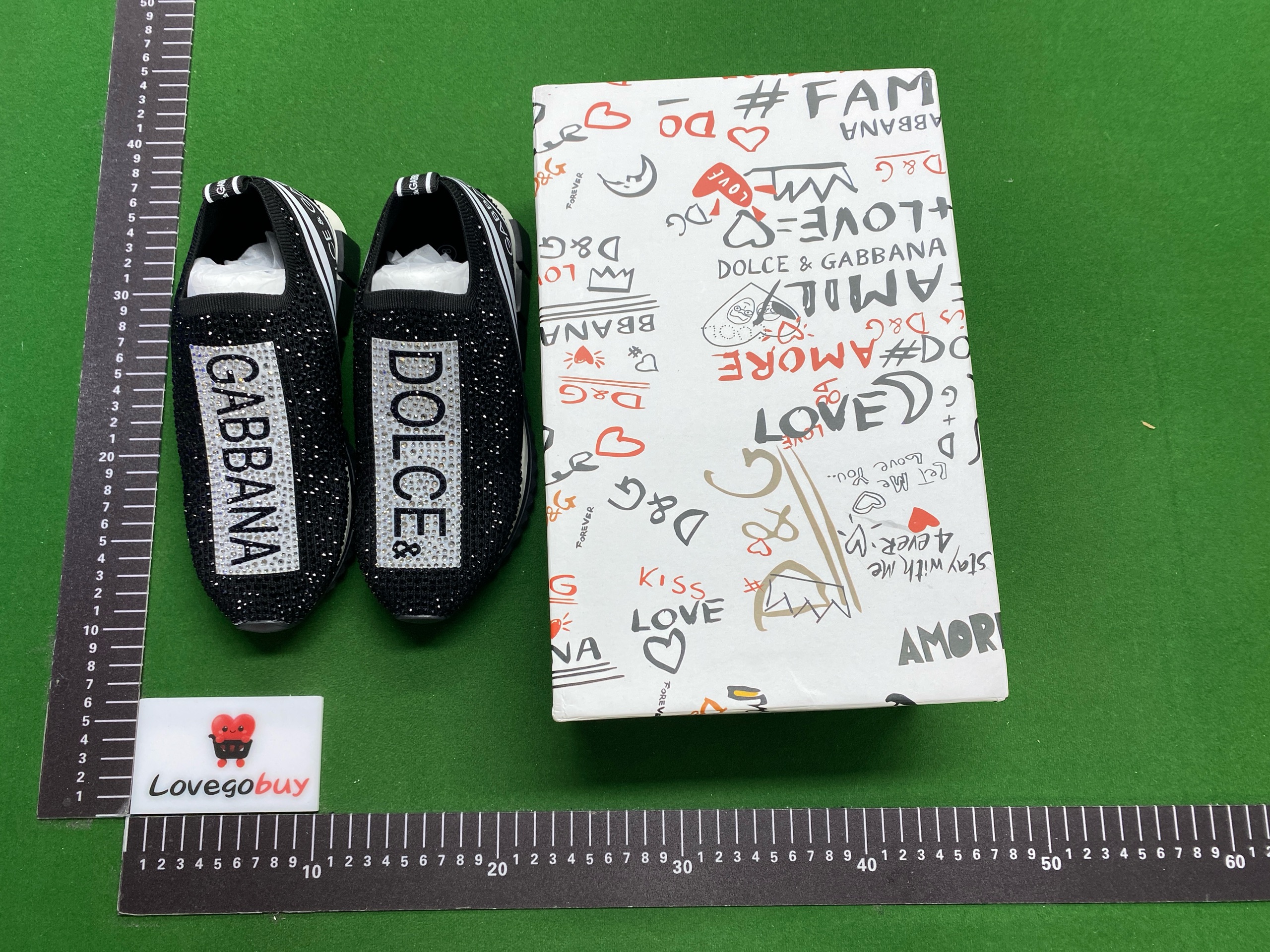 Foto QC 6 de Dolce & Gabbana Sorrento Slip-on Sneakers Crystal Logo Black