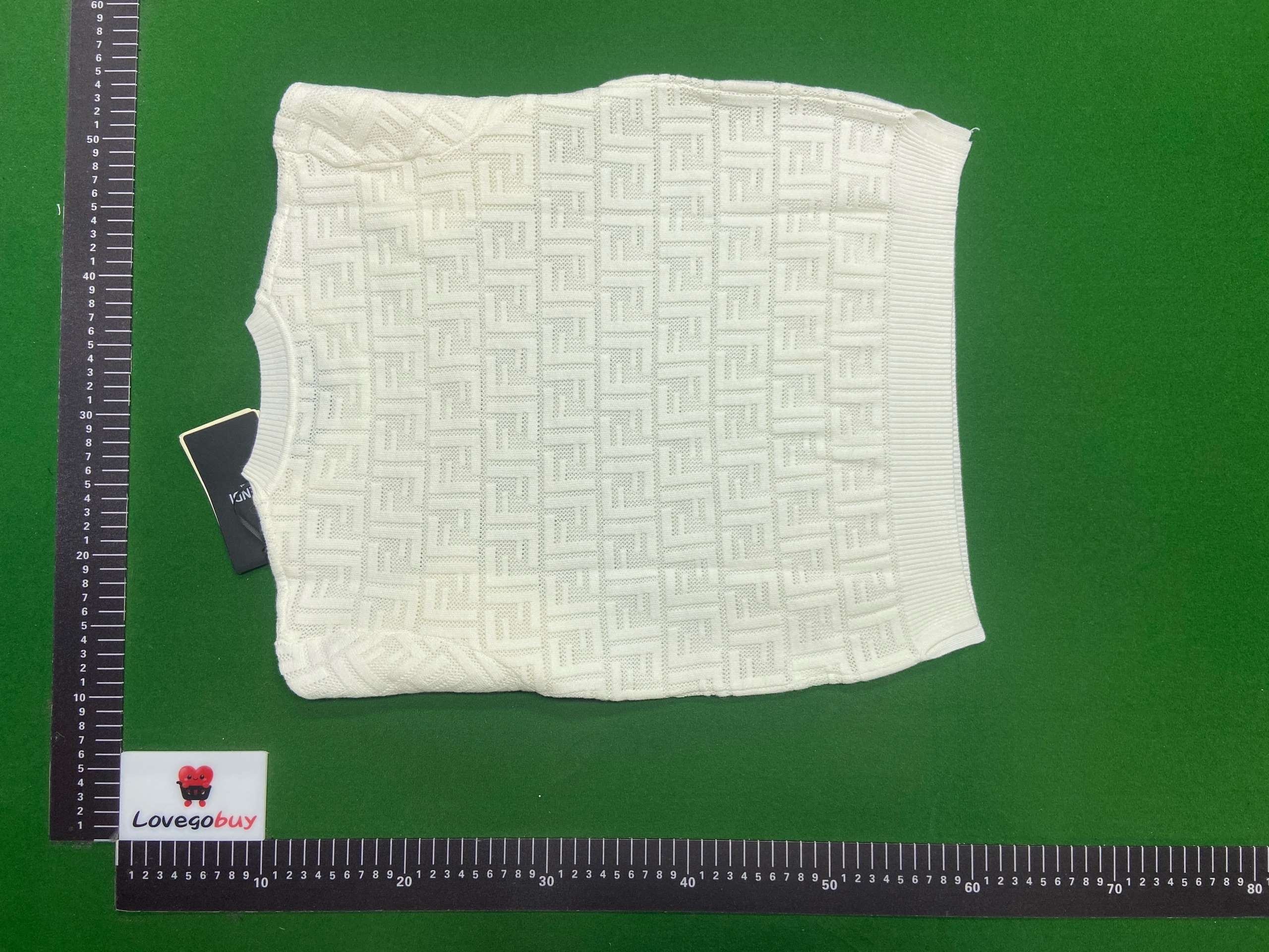 Foto QC 6 de Fendi FF Monogram Short Sleeve Sweater Pink White