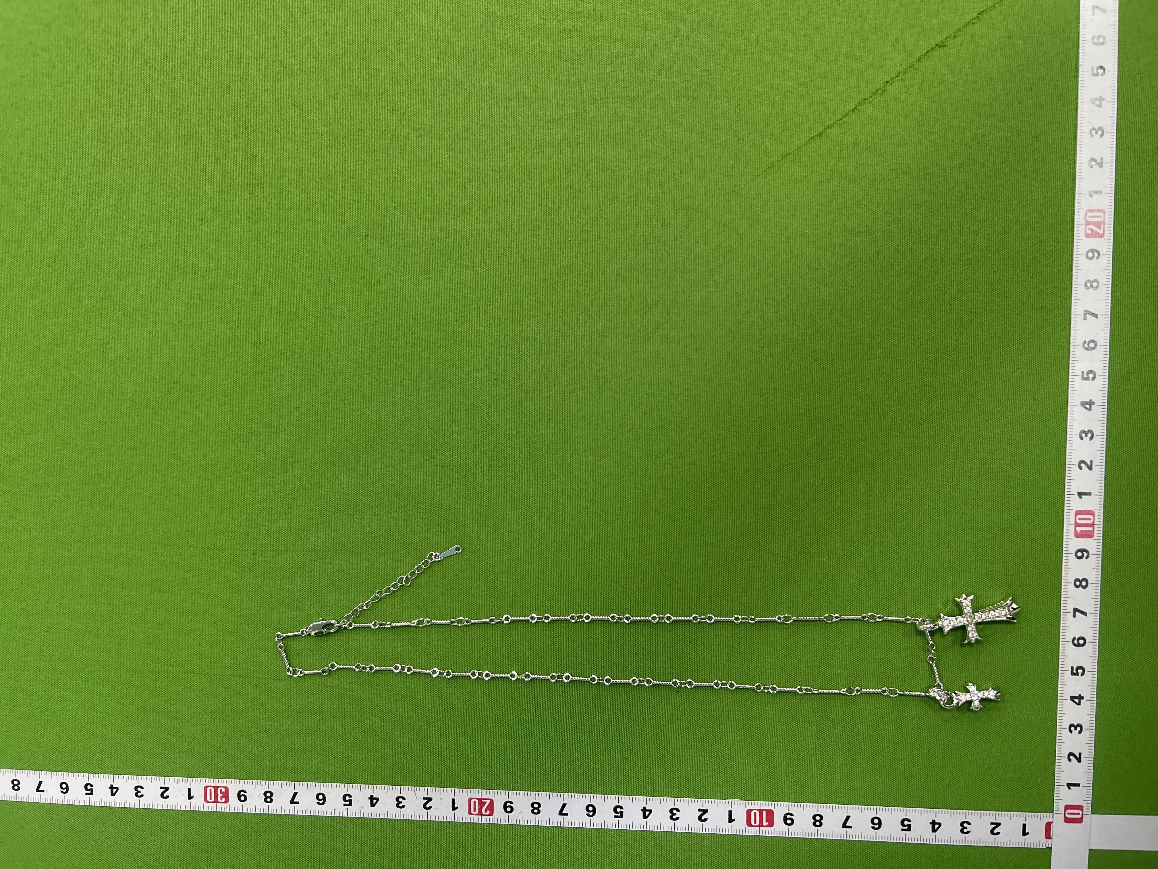 Foto QC 1 de Chrome Hearts Filigree Cross Necklace Metal Crystal Rose Gold