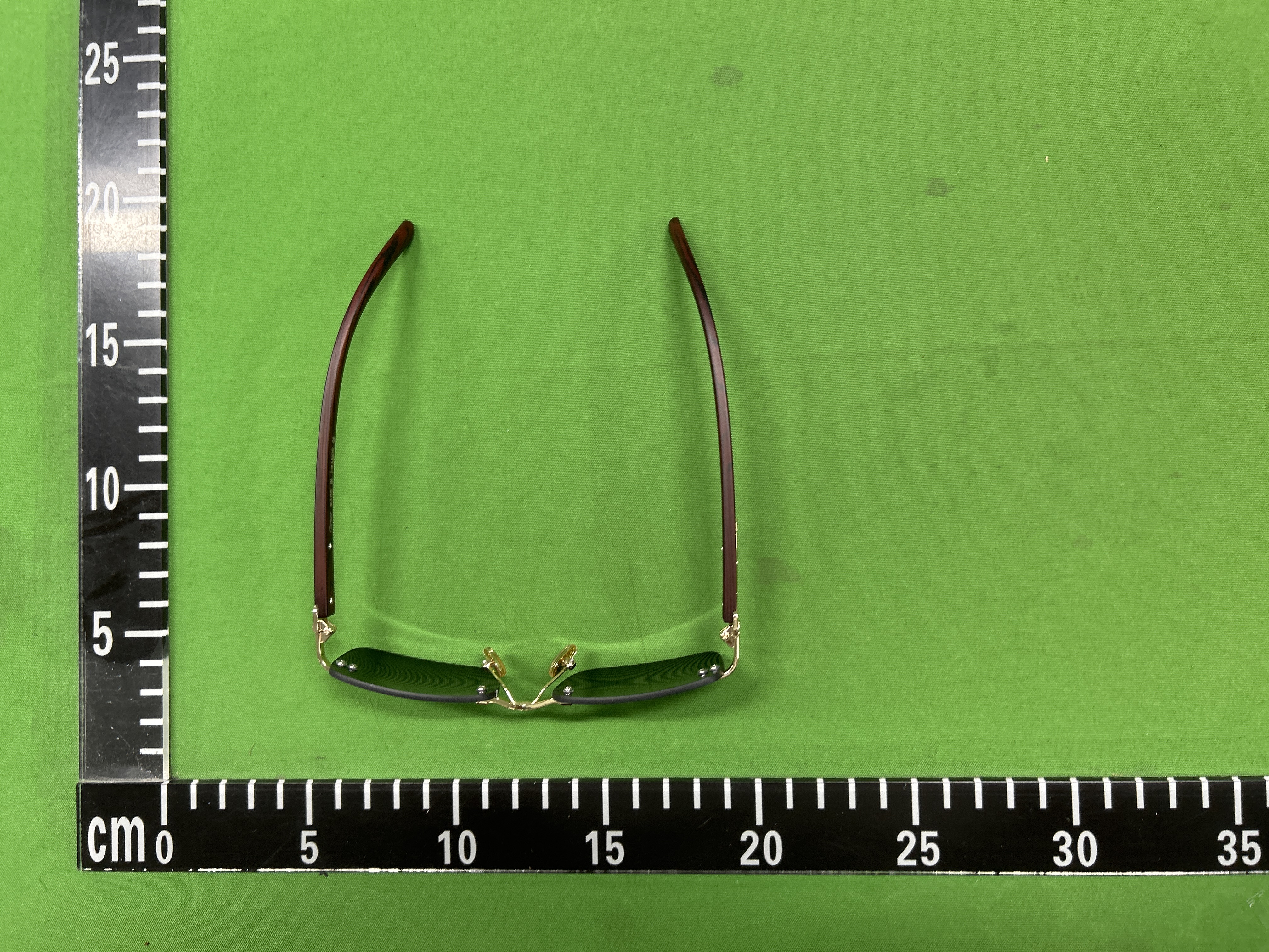 Foto QC 4 de Cartier C Décor Rectangular Rimless Metal Wood Sunglasses Gold Brown Grey