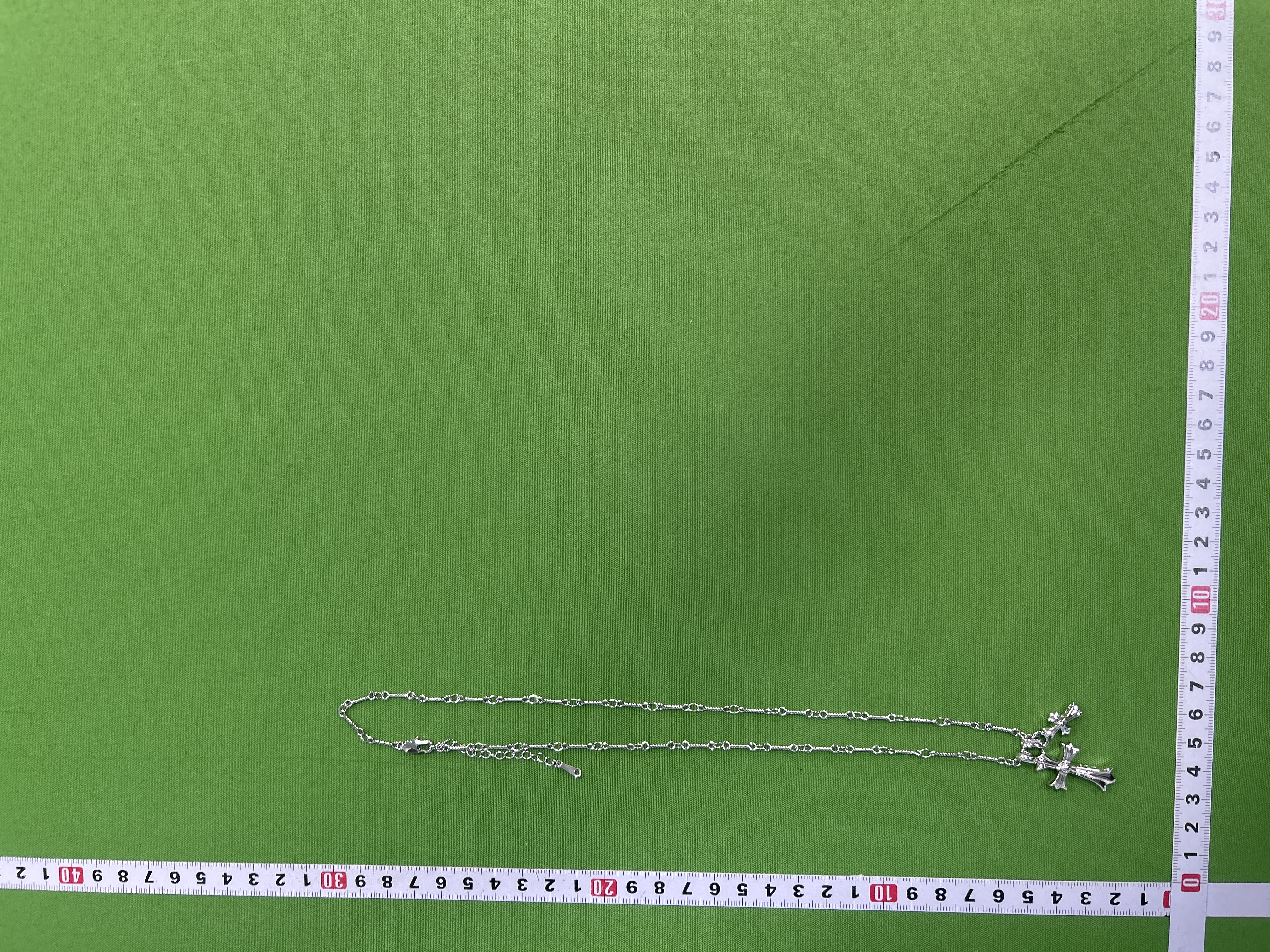 Foto QC 2 de Chrome Hearts Filigree Cross Necklace Metal Crystal Rose Gold