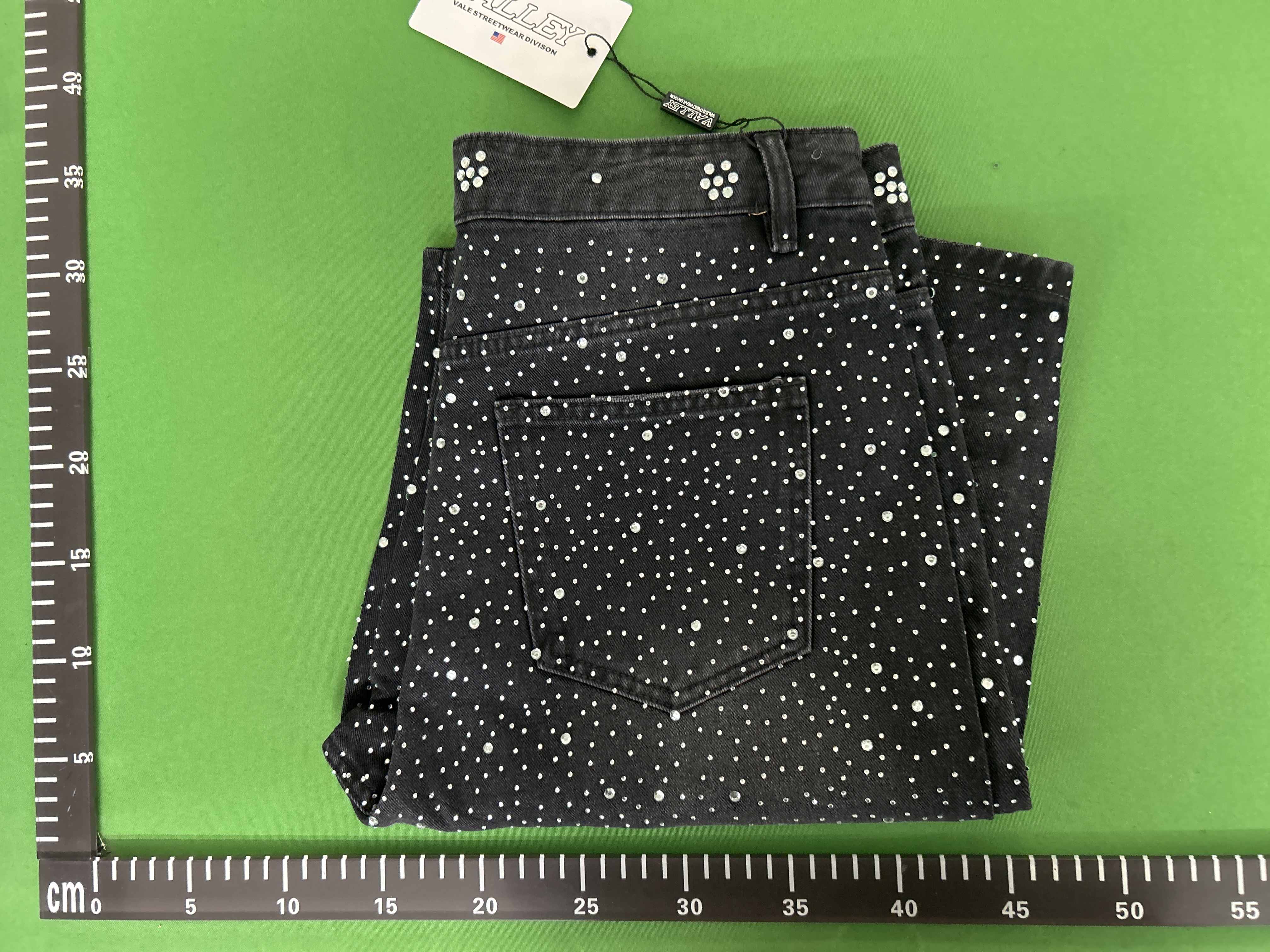 Foto QC 1 de Vale Valley Forever Denim Shorts Iced Out Hot-Studded Black