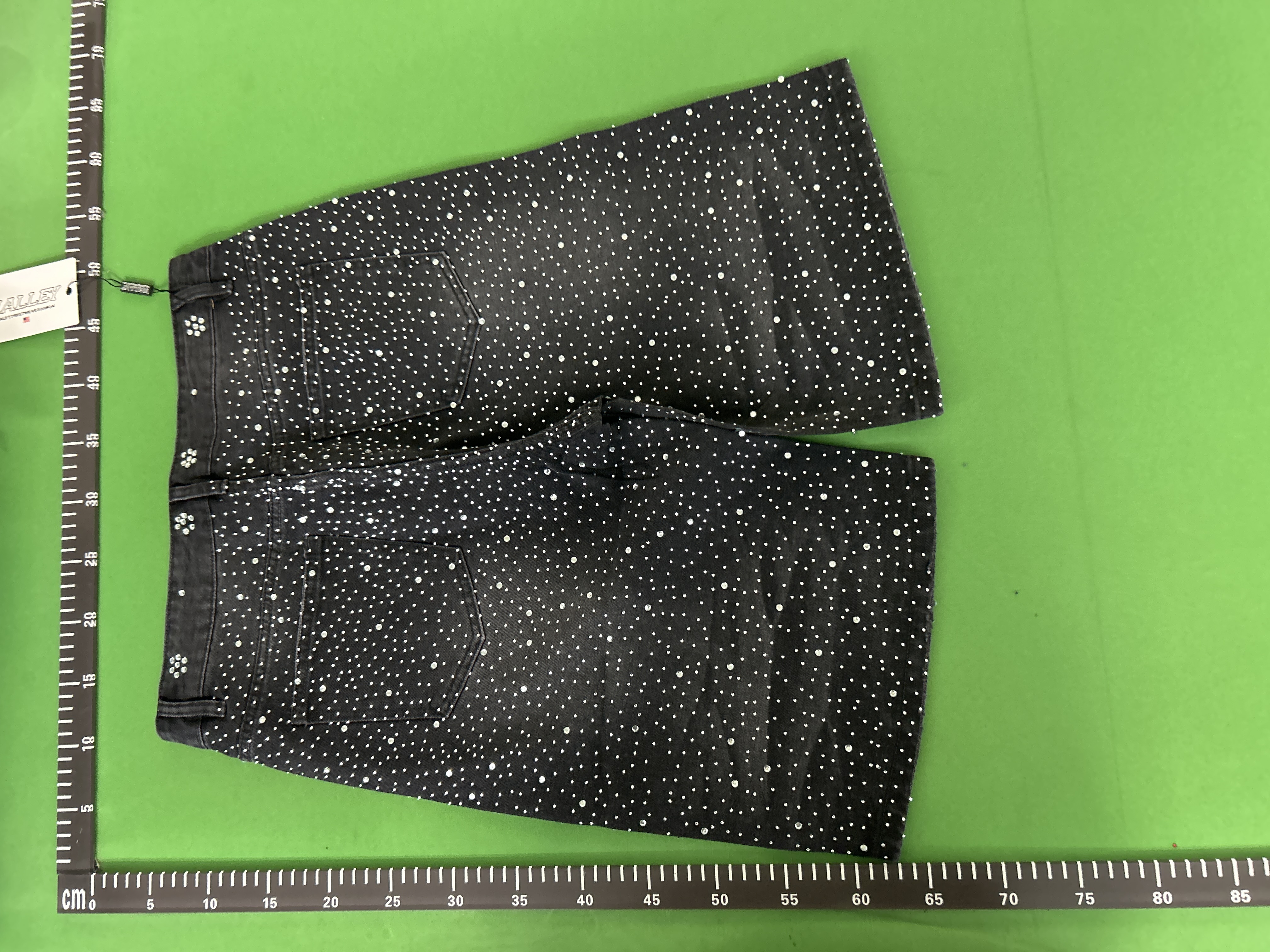 Foto QC 3 de Vale Valley Forever Denim Shorts Iced Out Hot-Studded Black