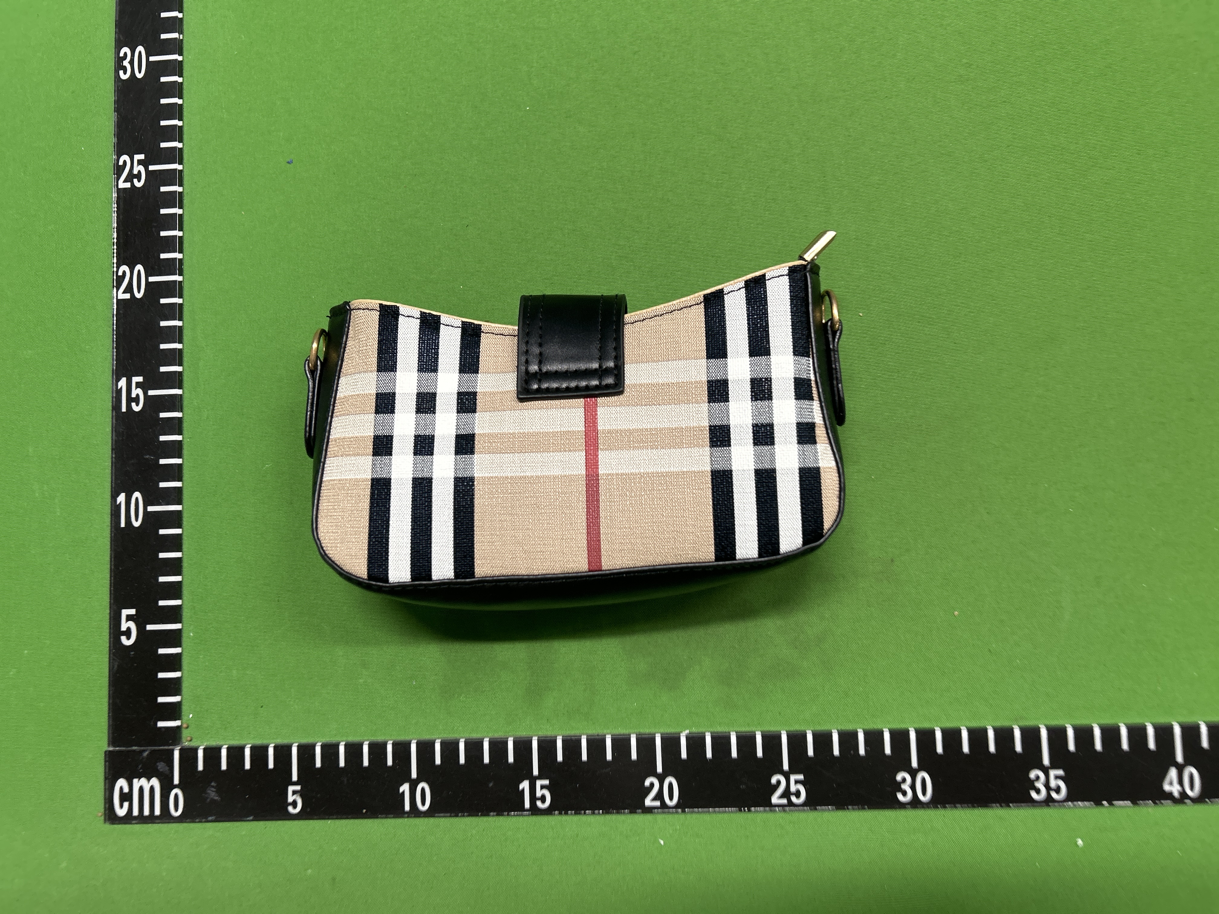 Foto QC 2 de Other Crescent Underarm Bag Plaid Canvas White Leather