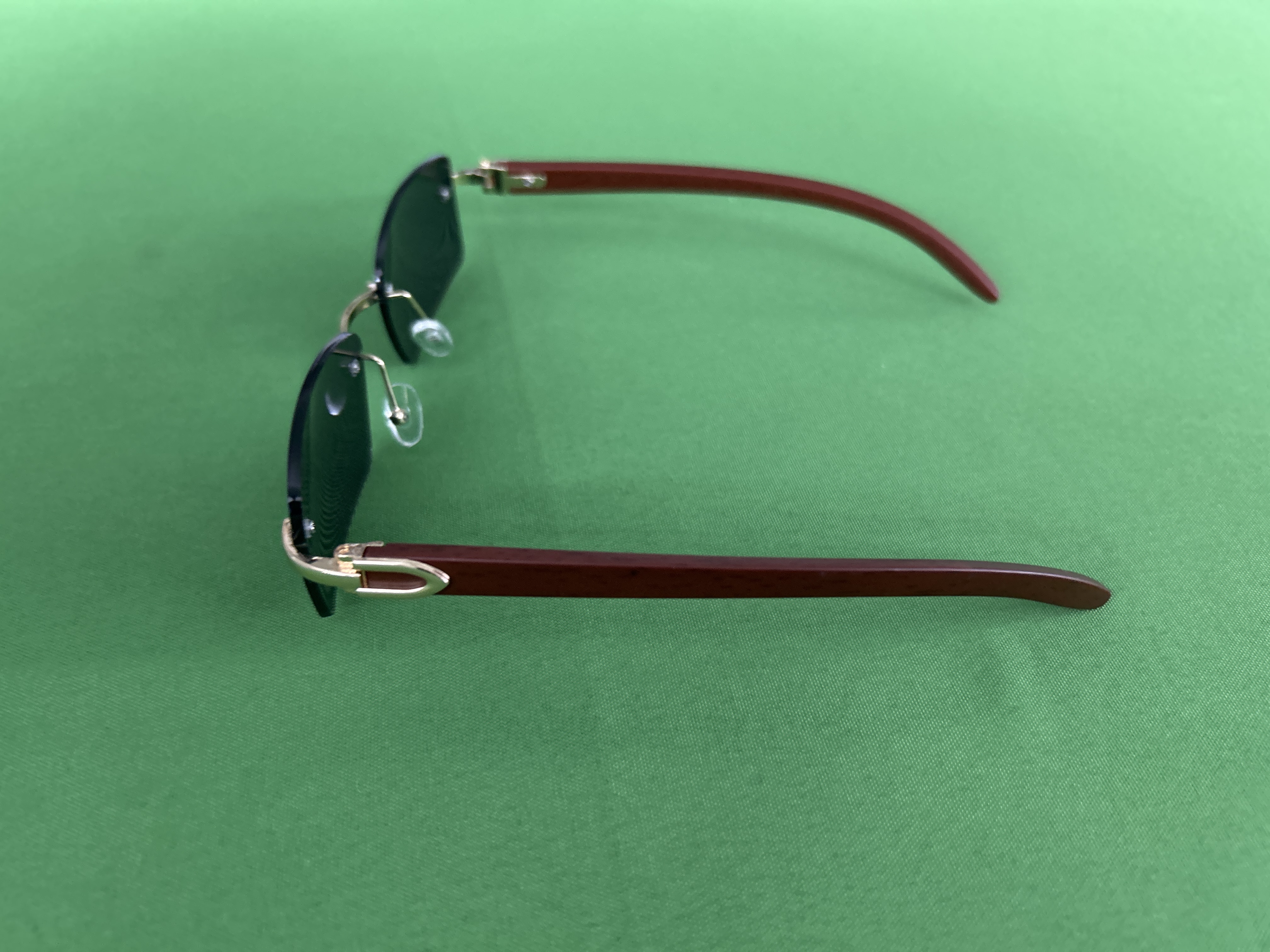 Foto QC 3 de Cartier Rimless Square-Frame Wood Sunglasses Gold Brown Gradient Blue (CT0052S)