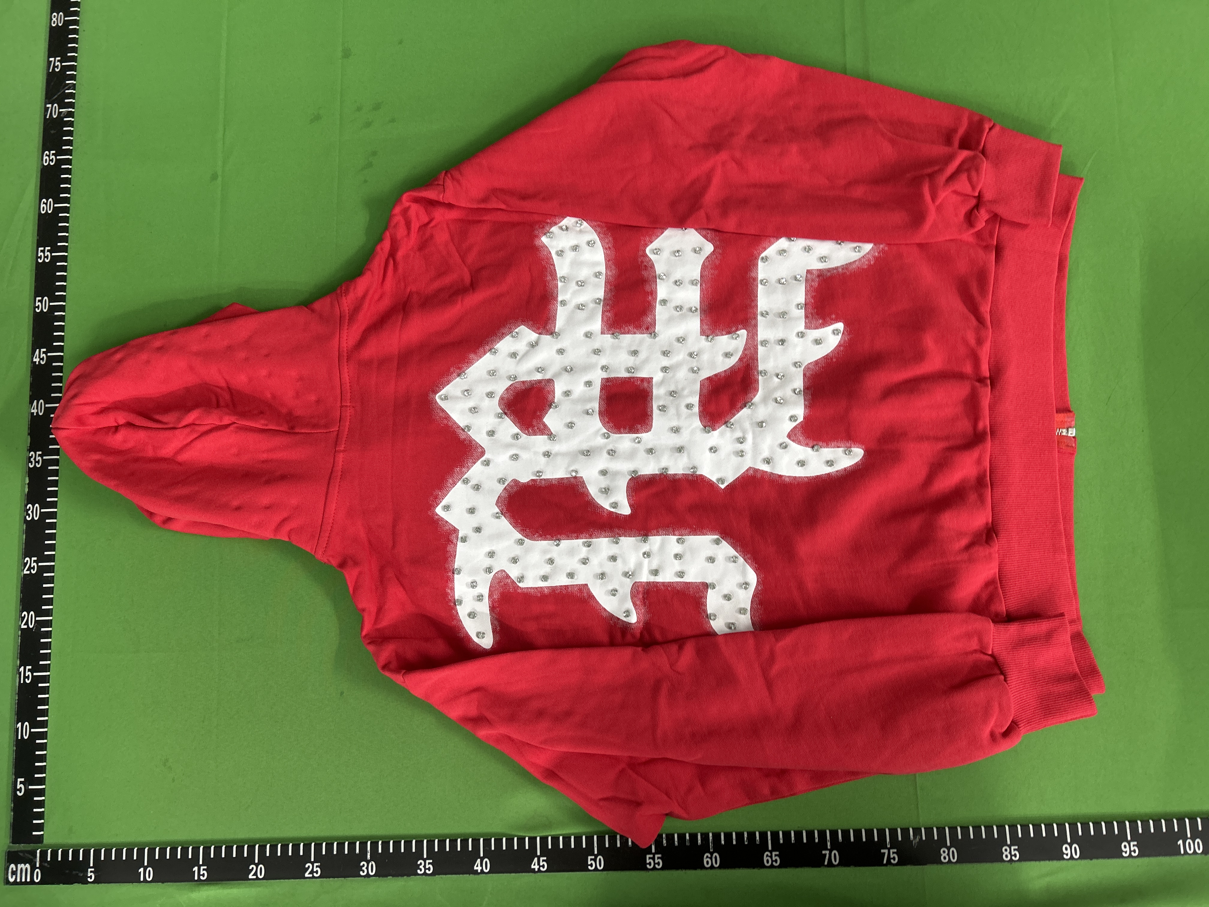 Foto QC 8 de Other Zip-up Hoodie Jacket Rhinestone Emotions Never Die Red