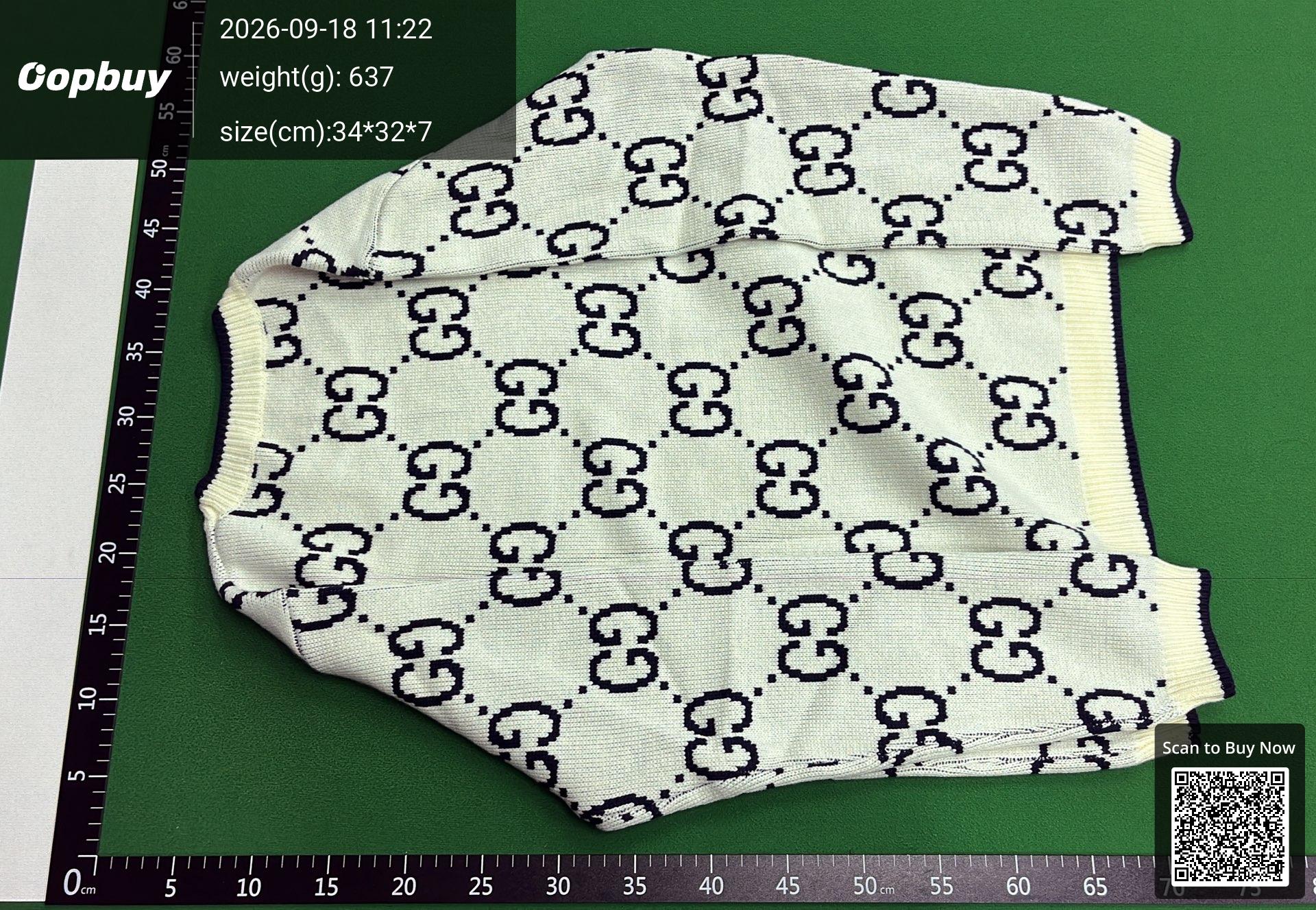 Foto QC 7 de Gucci GG Logo Jacquard Crewneck Sweater Navy