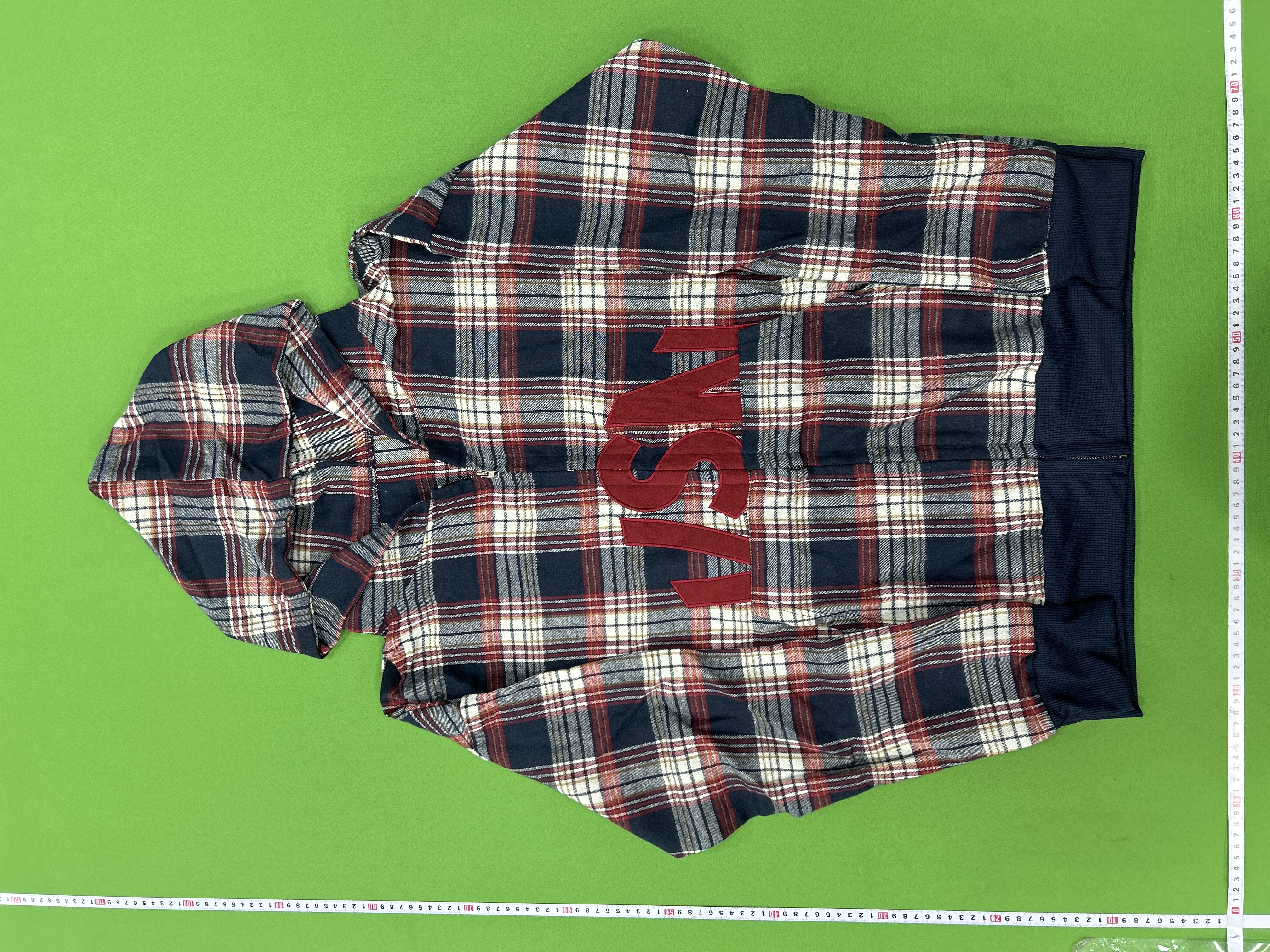 Foto QC 2 de Other Hoodie Plaid USA Patch Zip Up Navy Red