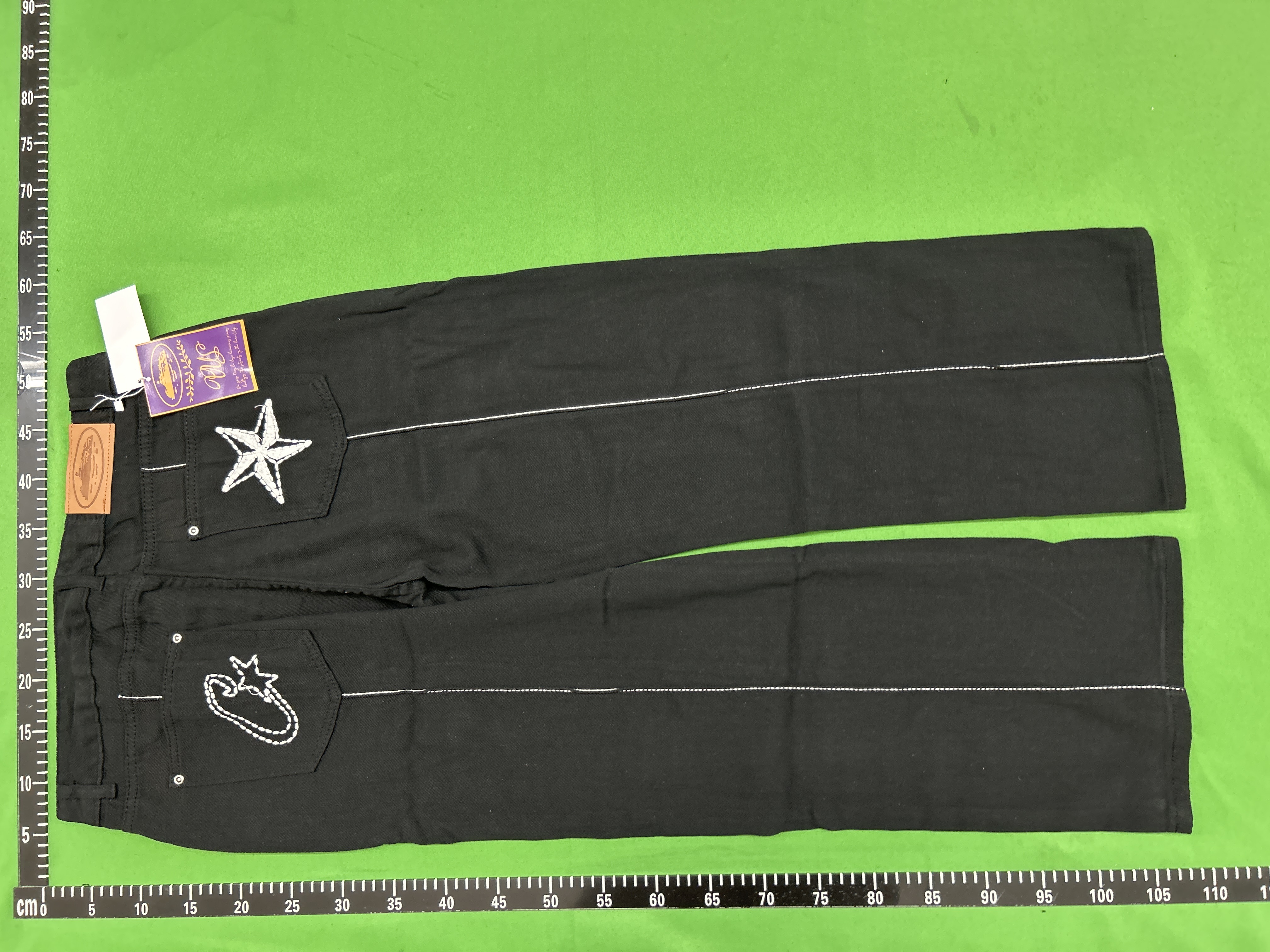 Foto QC 4 de Corteiz Jeans Star Embroidery Loose Fit Black