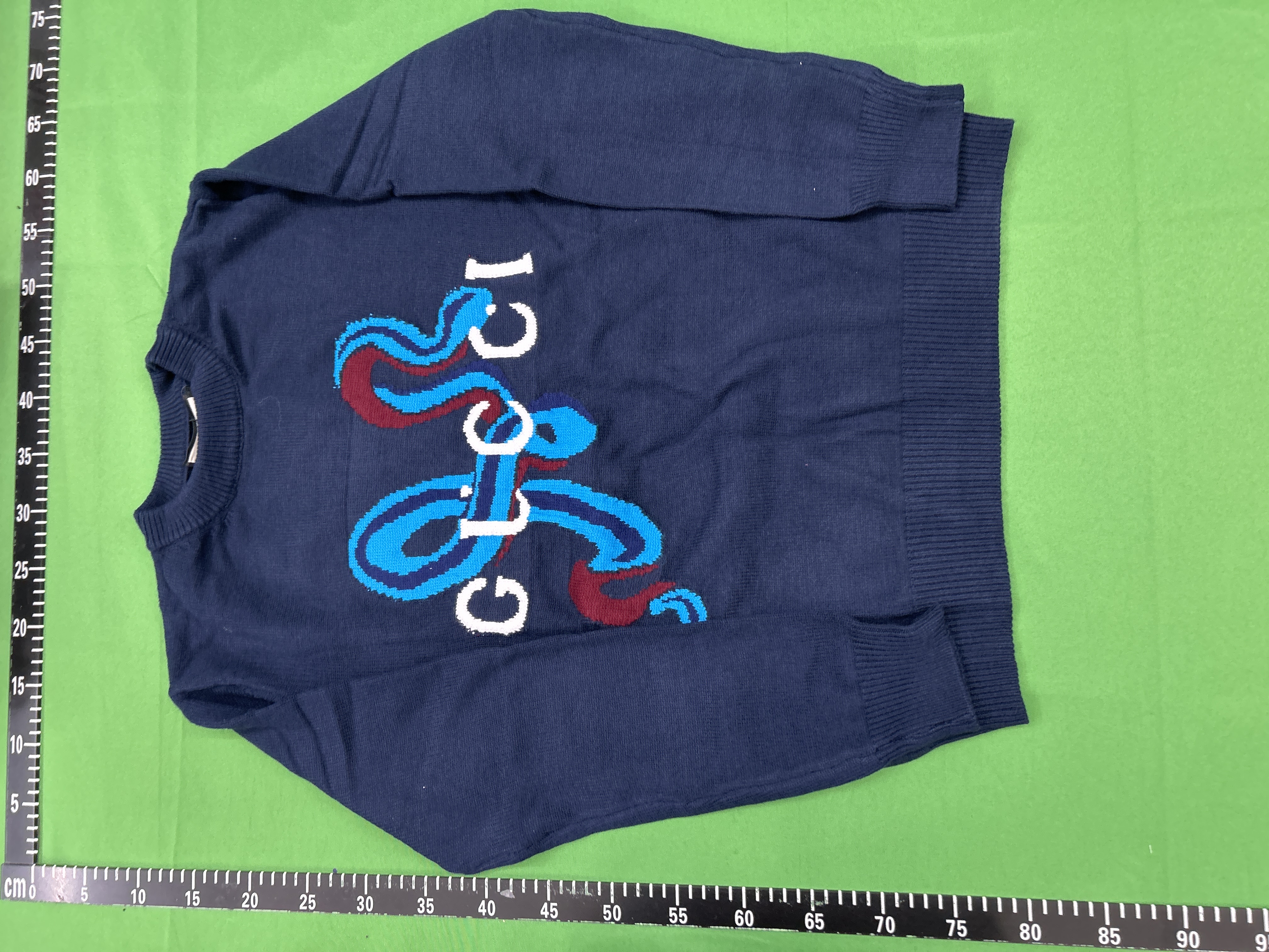 Foto QC 2 de Gucci GG Logo Jacquard Crewneck Sweater Navy