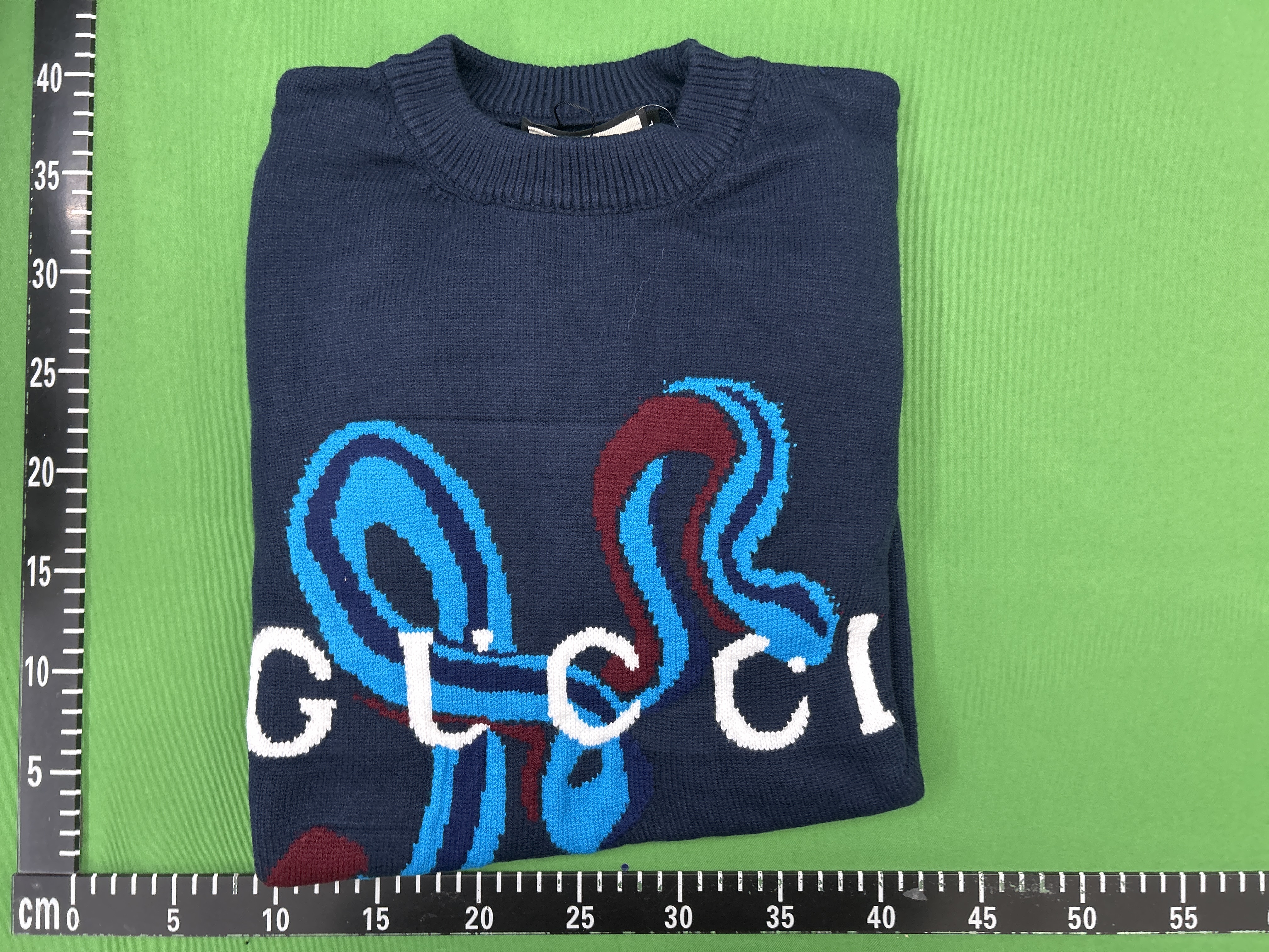 Foto QC 1 de Gucci GG Logo Jacquard Crewneck Sweater Navy