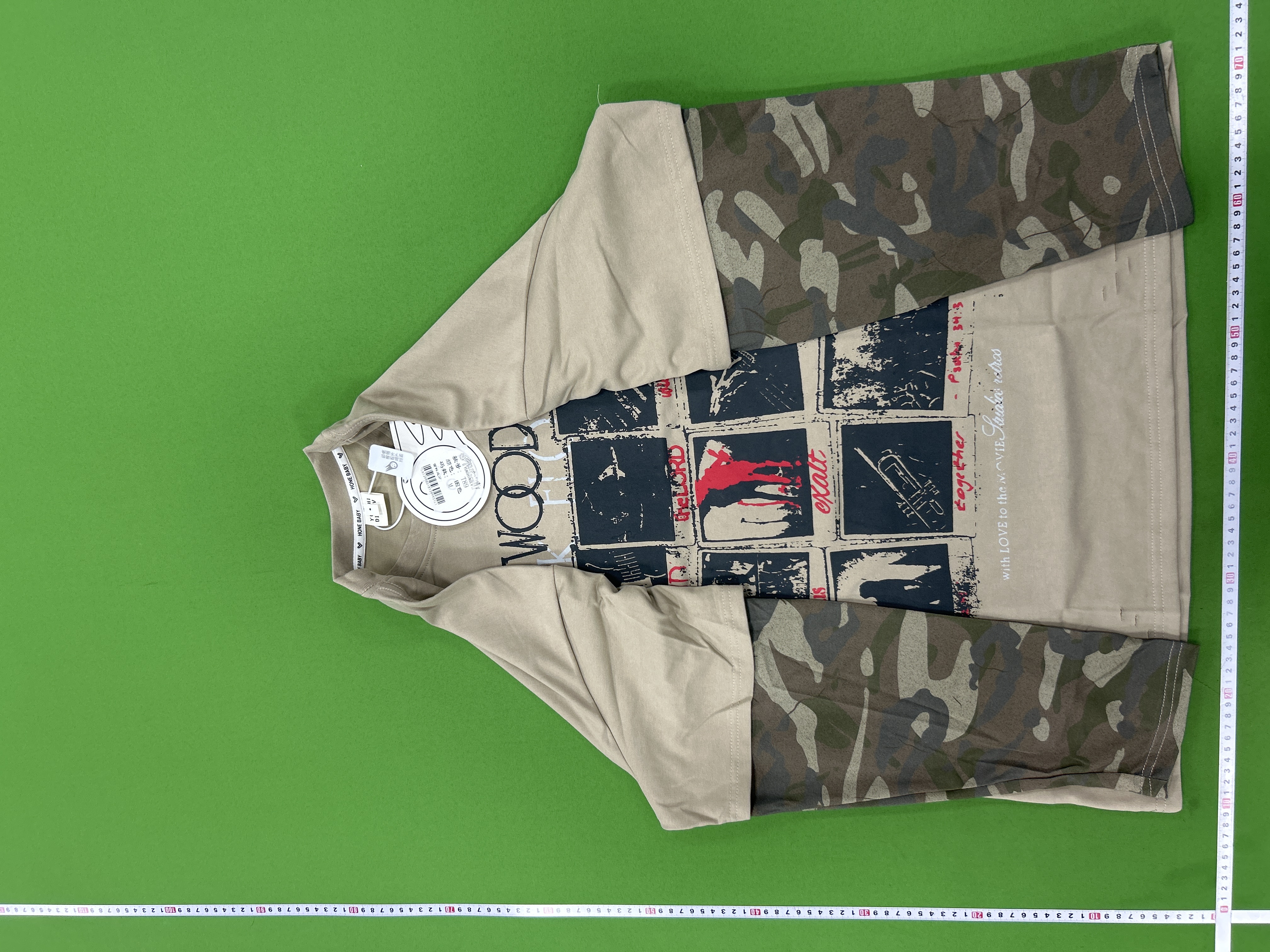 Foto QC 4 de Other Fleetwood Mac Distressed Camouflage Faux Two-Piece T-shirt Gray
