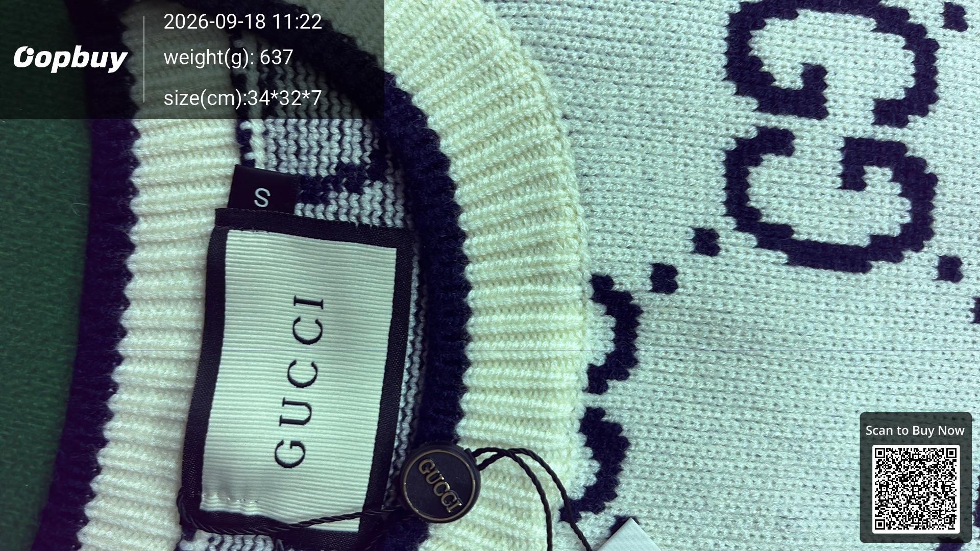 Foto QC 5 de Gucci GG Logo Jacquard Crewneck Sweater Navy