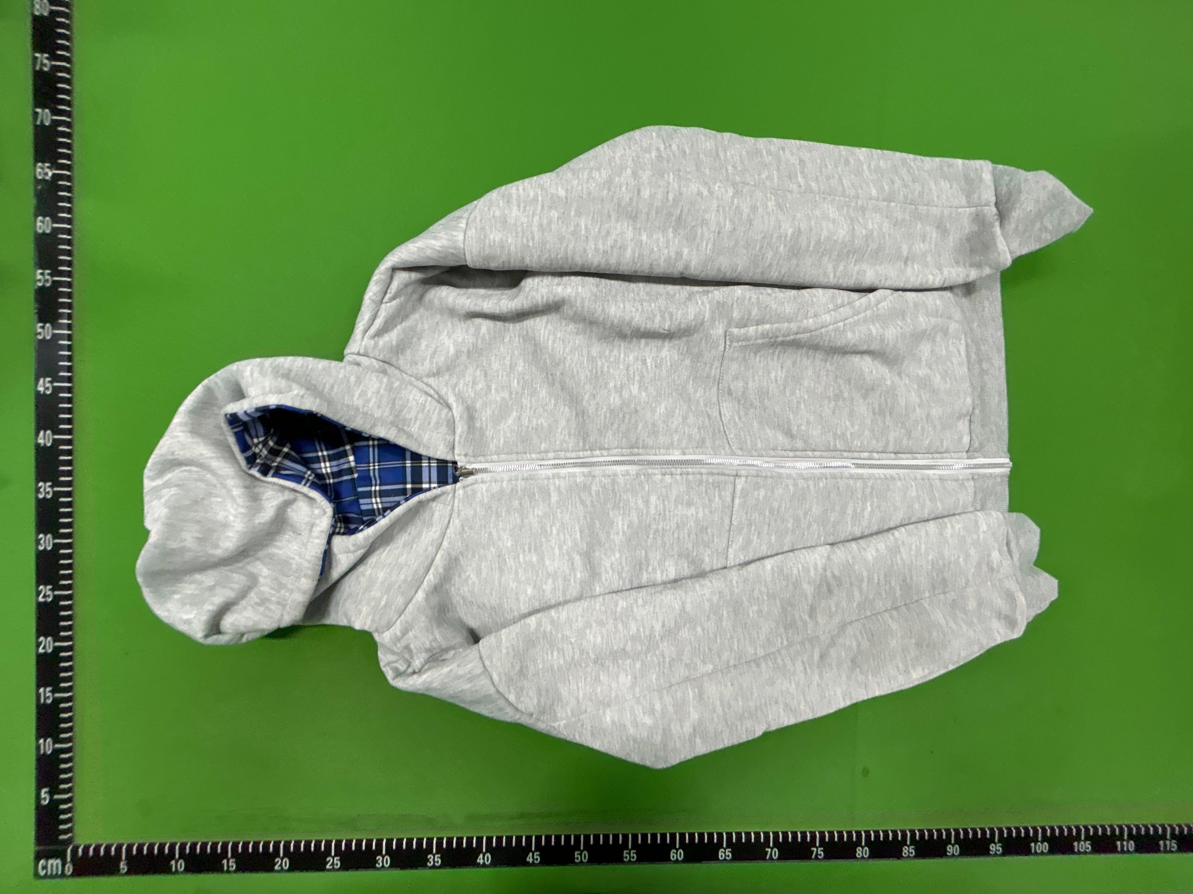 Foto QC 7 de Other Zip Sweater Plaid Lined Hooded Light Grey