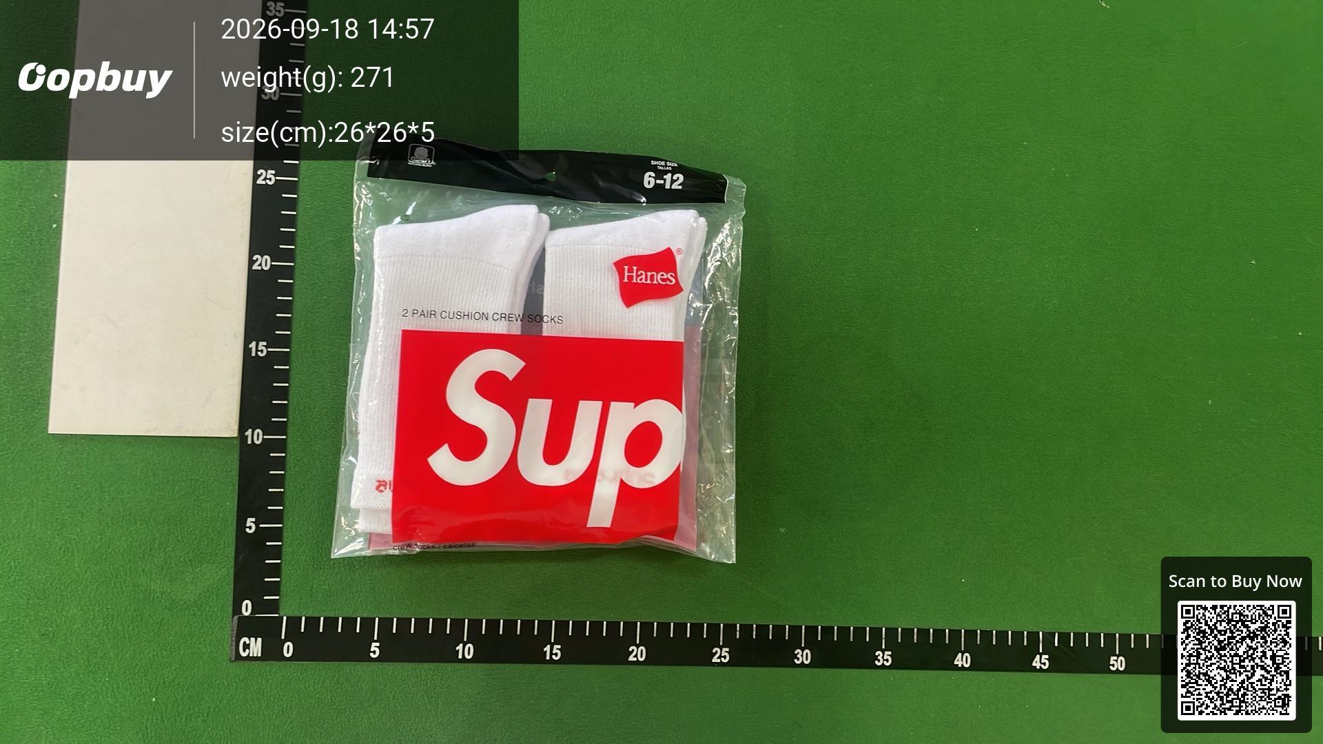 Foto QC 6 de Supreme Hanes Crew Socks Cushion Red