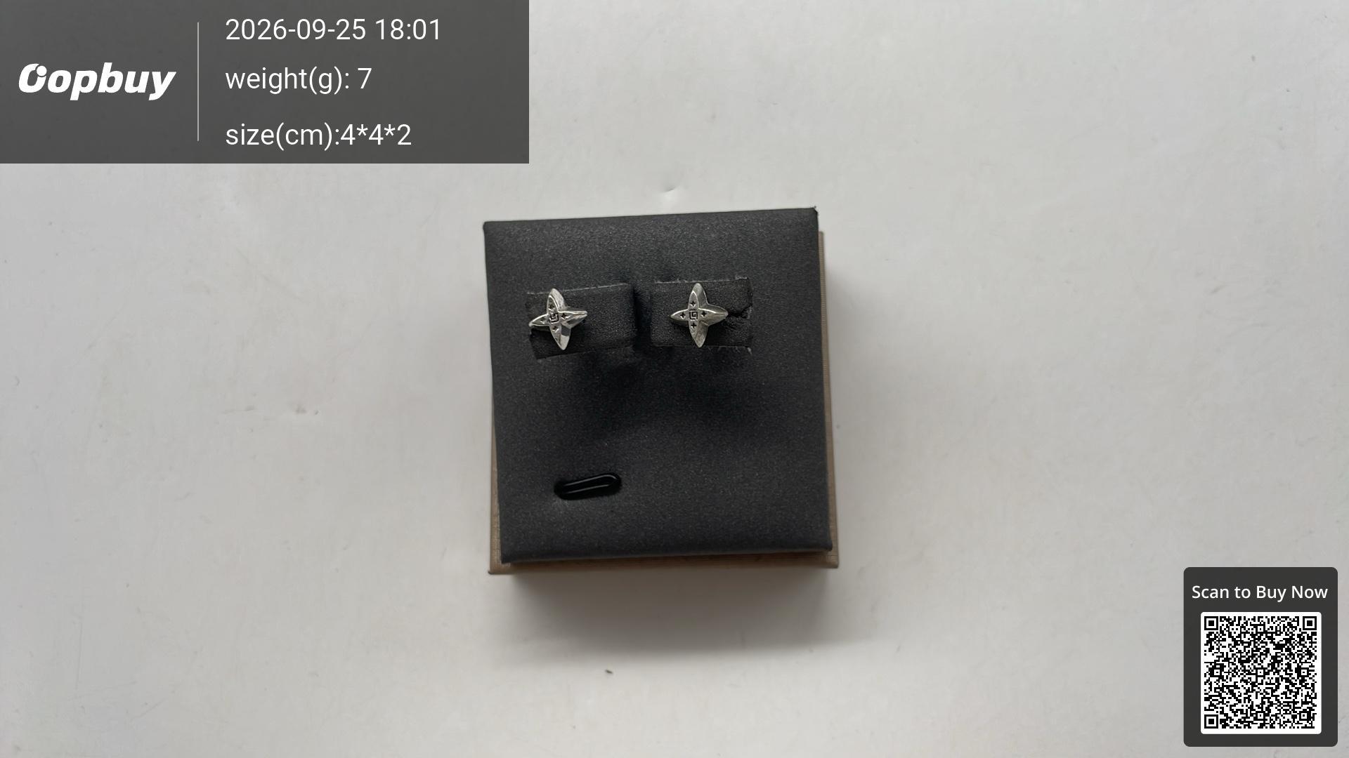 Foto QC 1 de Louis Vuitton Stud Earrings Metal Strass Silver