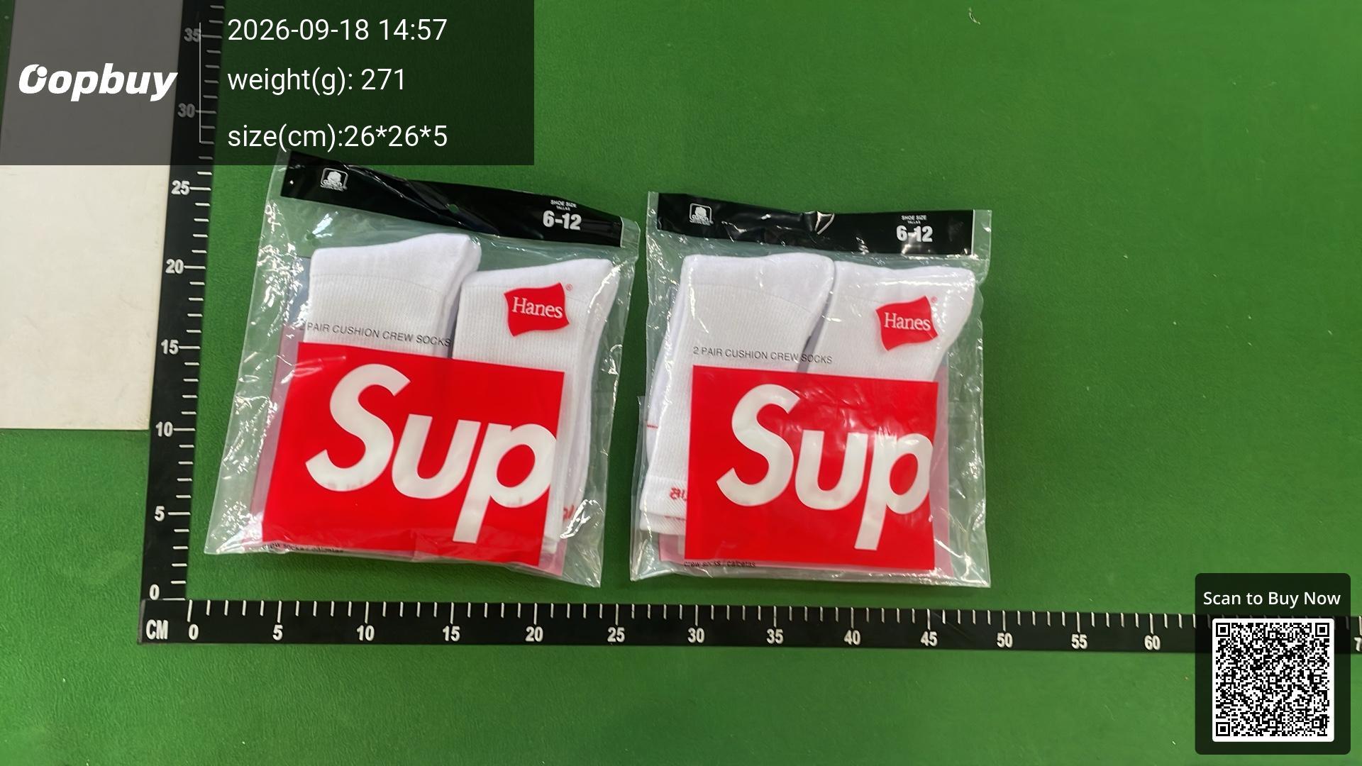 Foto QC 8 de Supreme Hanes Crew Socks Cushion Red