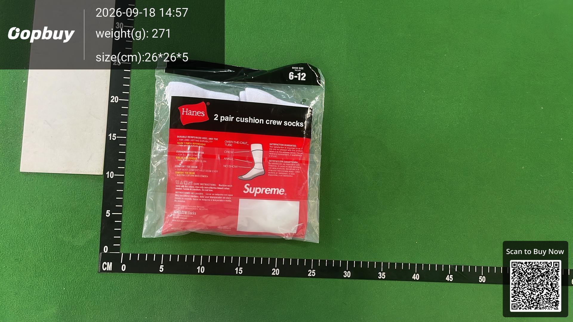 Foto QC 7 de Supreme Hanes Crew Socks Cushion Red