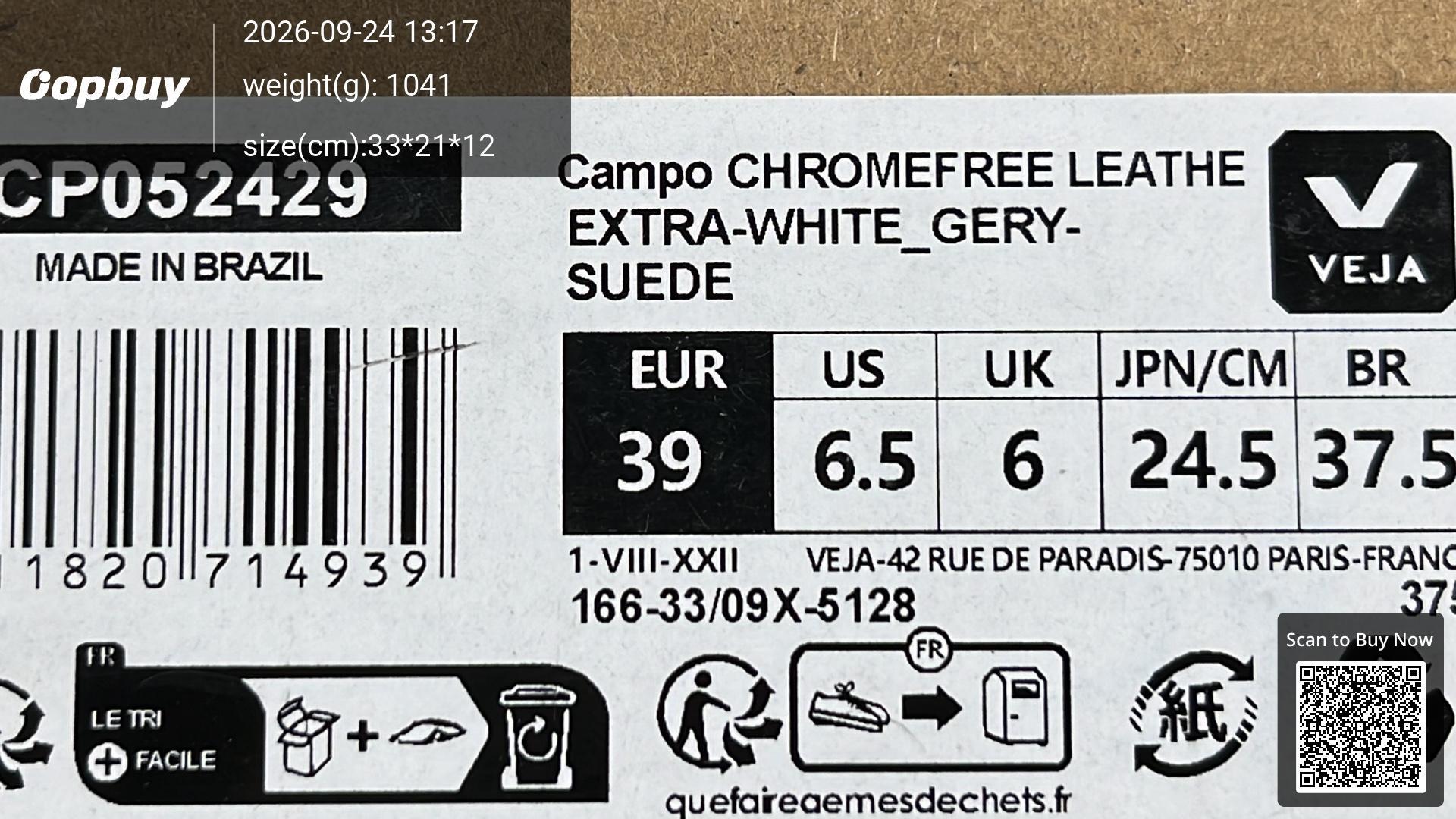 Foto QC 8 de Veja Campo Low ChromeFree Extra White Natural Suede CP052429