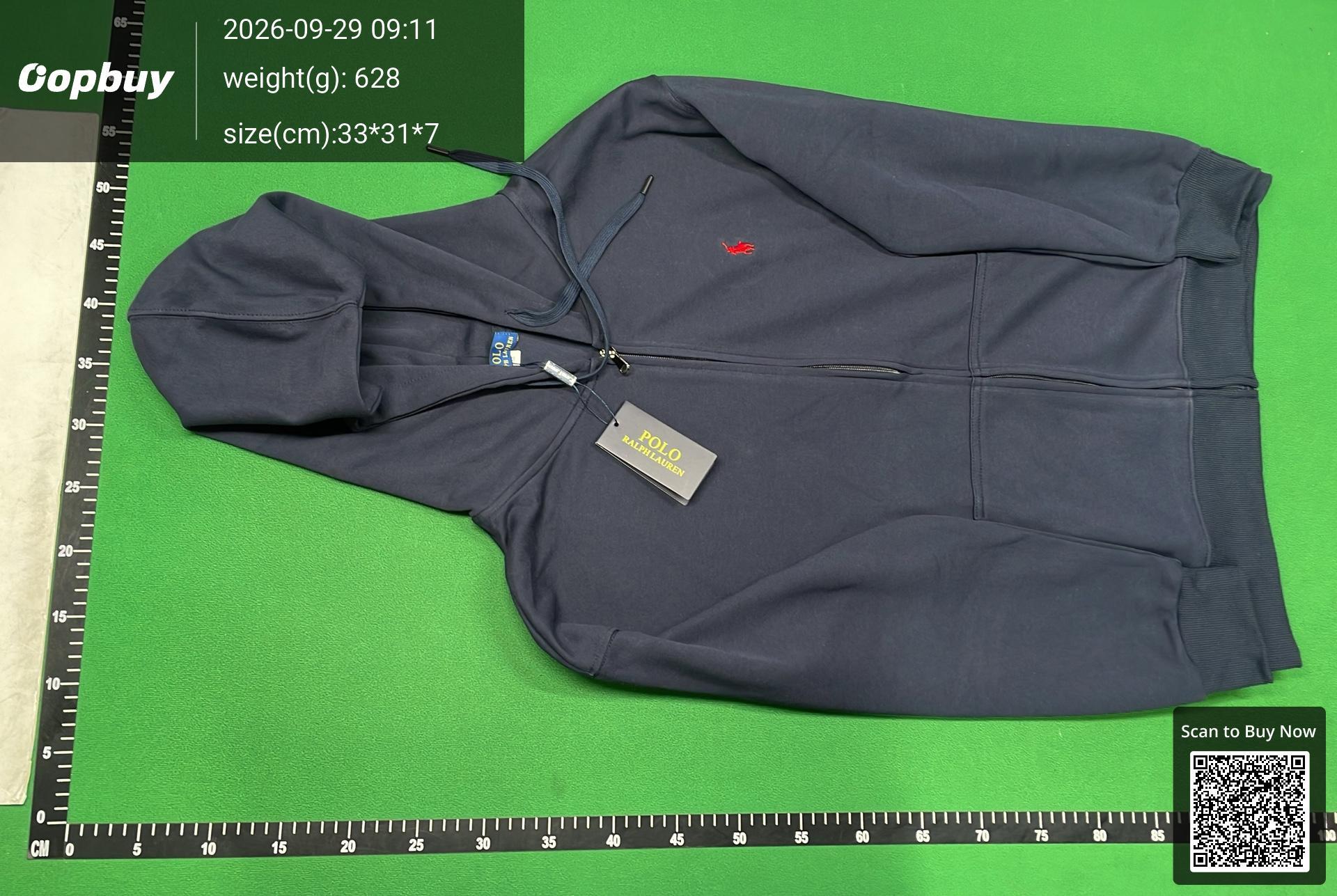 Foto QC 2 de Polo Ralph Lauren Zip Sweater Cotton Hoodie Black