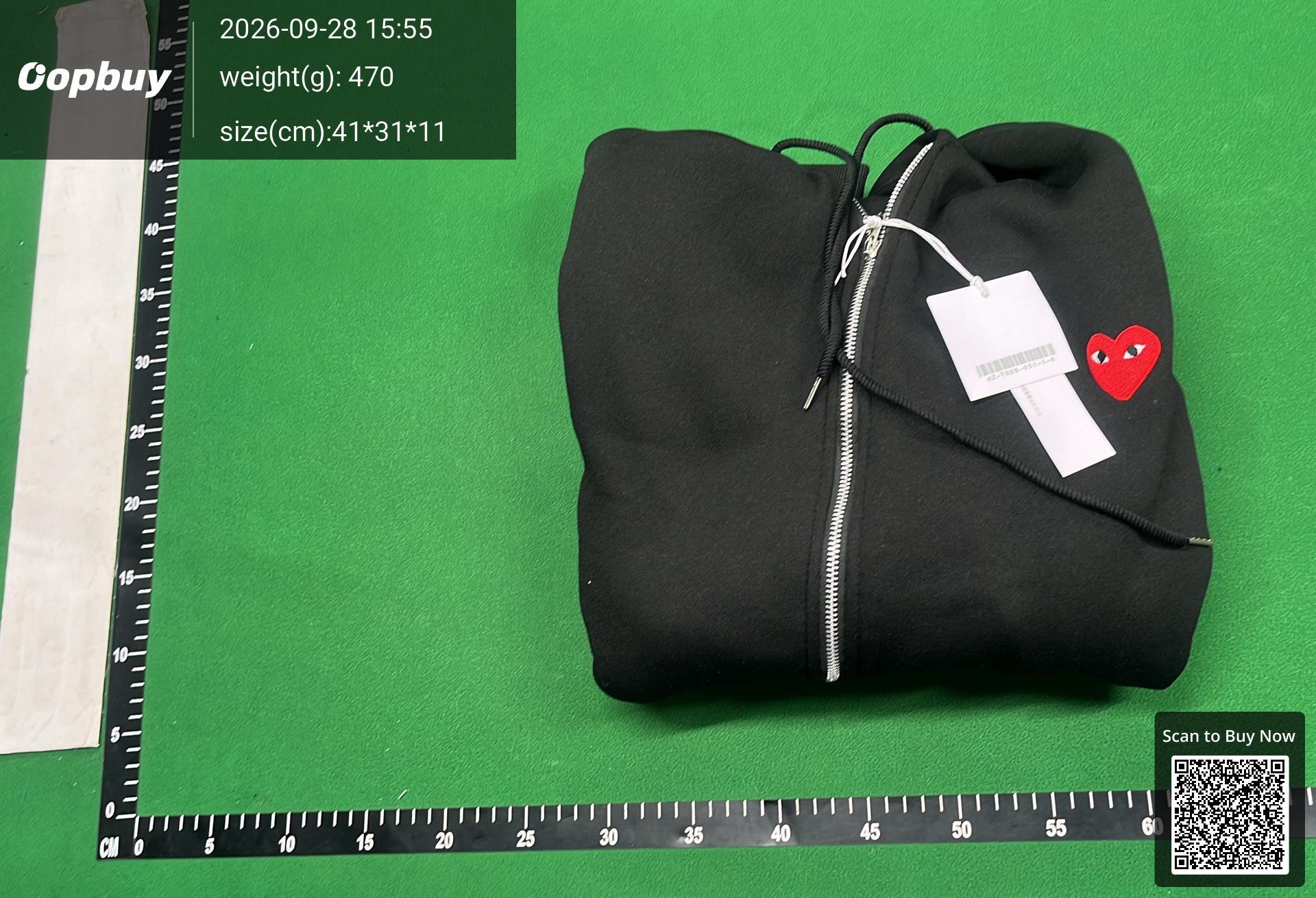 Foto QC 4 de Comme des Garçons PLAY Hoodie Red Heart Zip Up Grey
