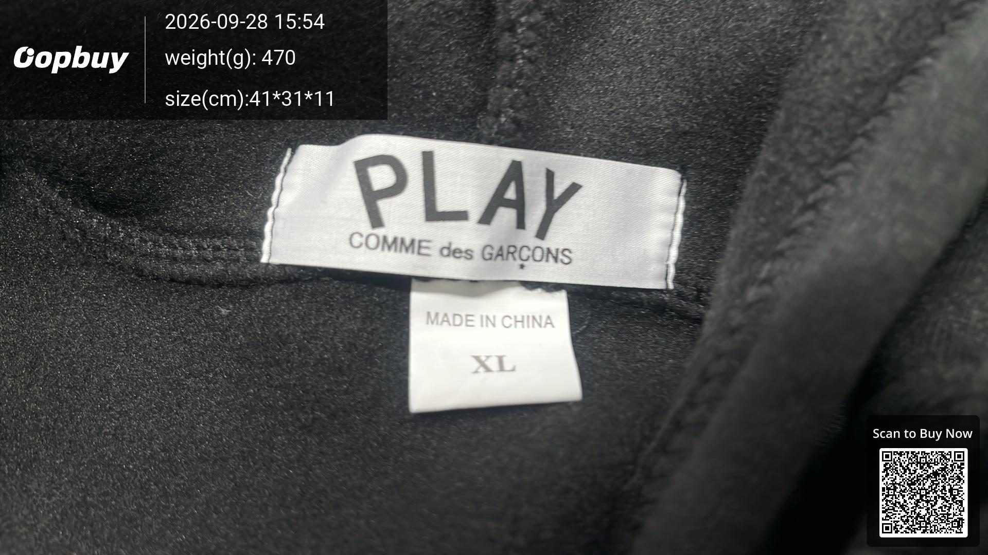 Foto QC 1 de Comme des Garçons PLAY Hoodie Red Heart Zip Up Grey