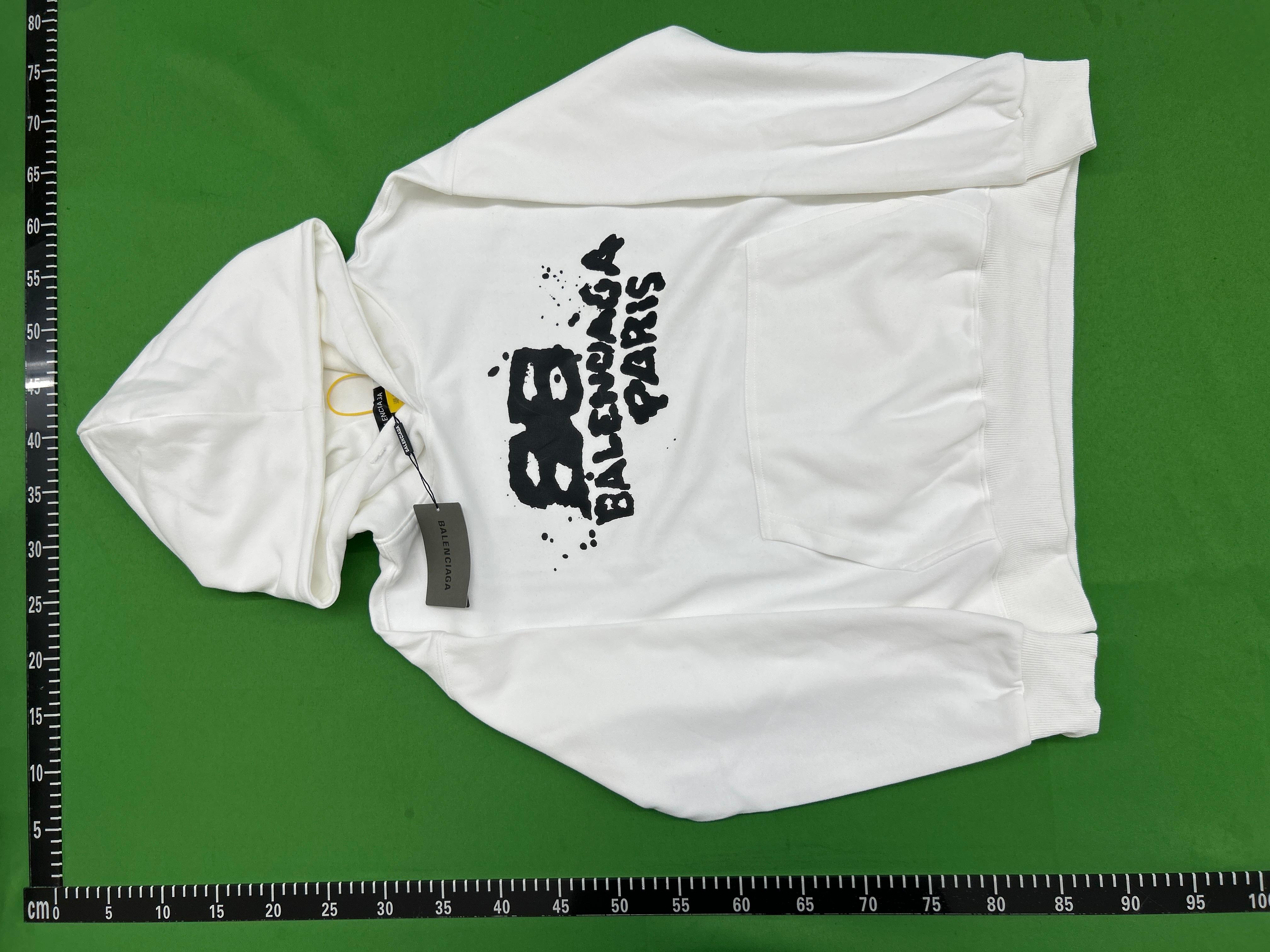 Foto QC 3 de Balenciaga Hoodie BB Spray Paint Logo White