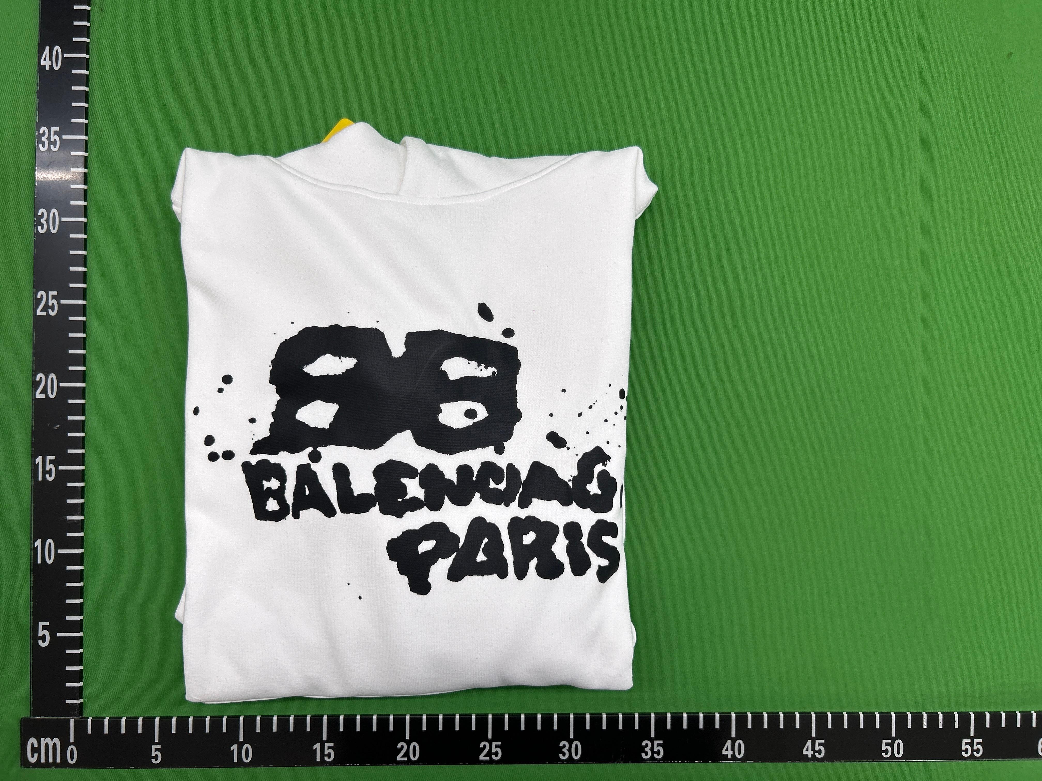 Foto QC 1 de Balenciaga Hoodie BB Spray Paint Logo White